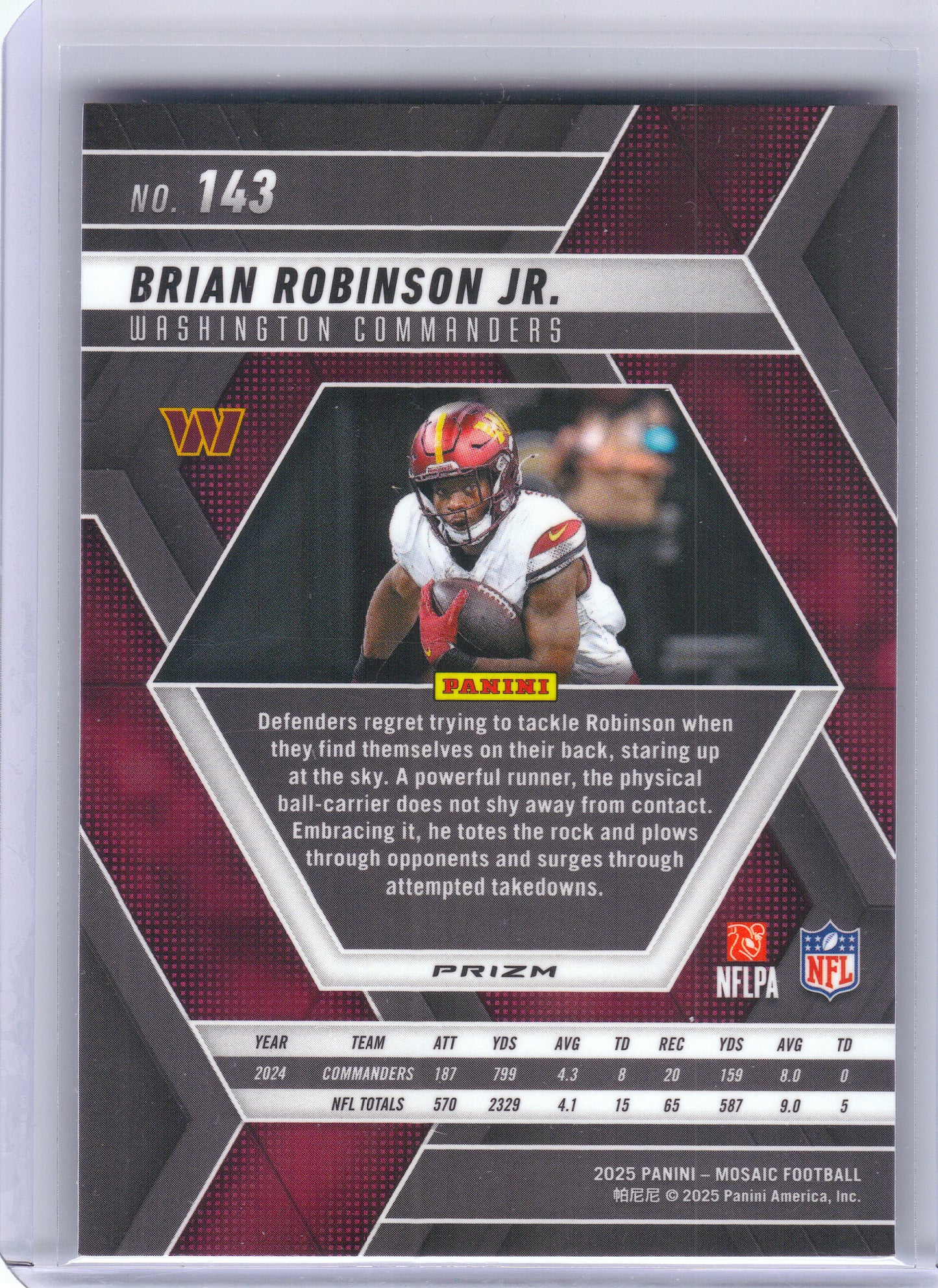 2025 Panini Mosaic #143 Brian Robinson Jr. Silver Washington Commanders
