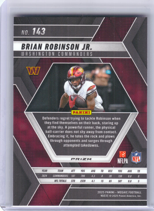 2025 Panini Mosaic #143 Brian Robinson Jr. Silver Washington Commanders