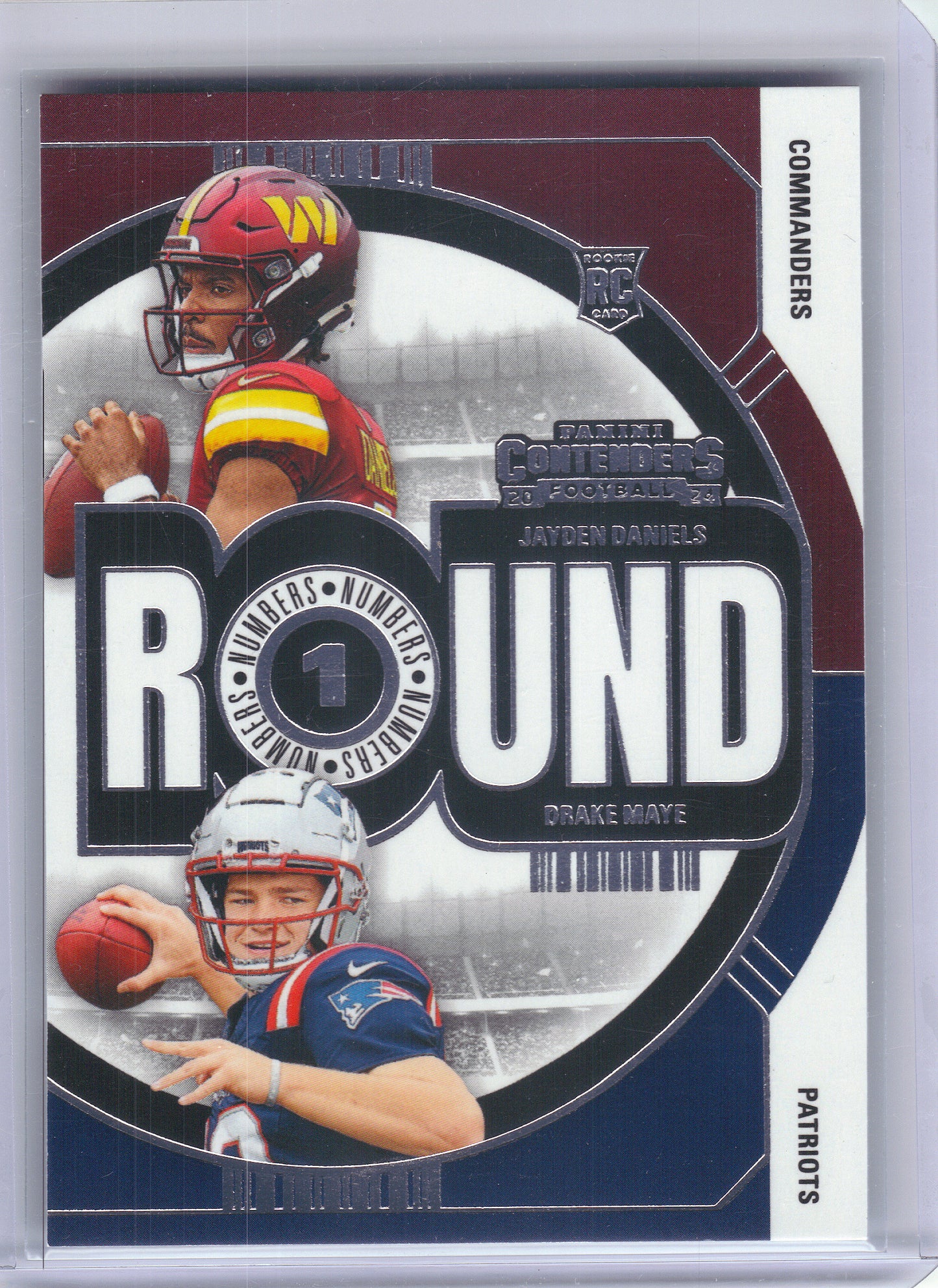 2024 Panini Contenders #1 Drake Maye / Jayden Daniels Round Numbers