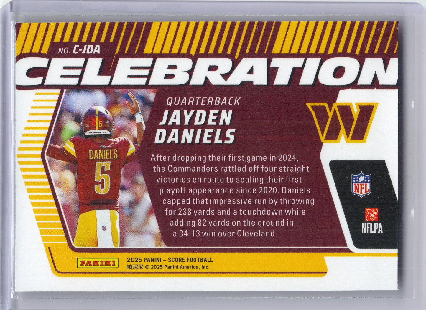 2025 Score #C-JDA Jayden Daniels Celebration Washington Commanders