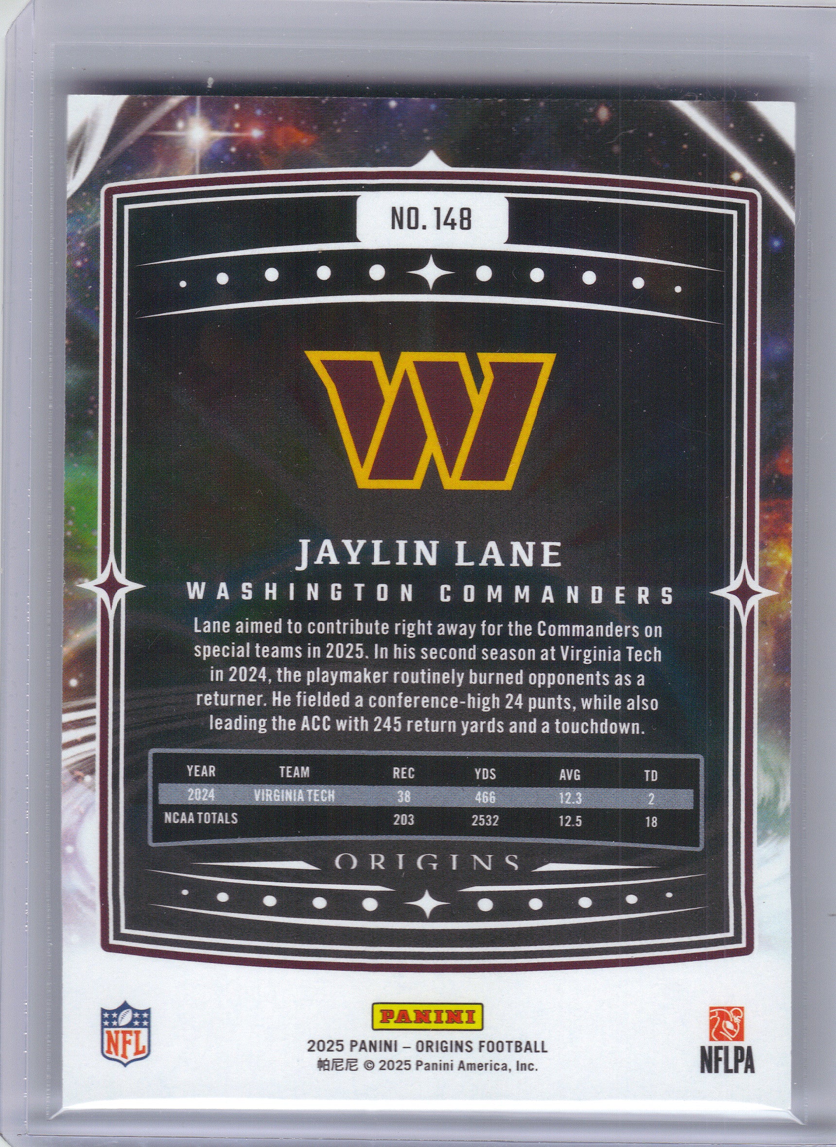 2025 Panini Origins #148 Jaylin Lane Washington Commanders RC