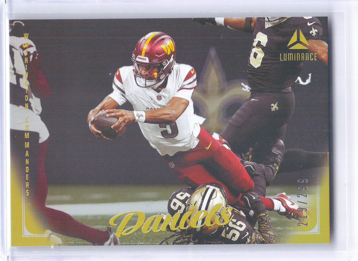 2025 Panini Luminance #77 Jayden Daniels Gold #/299 Washington Commanders SN