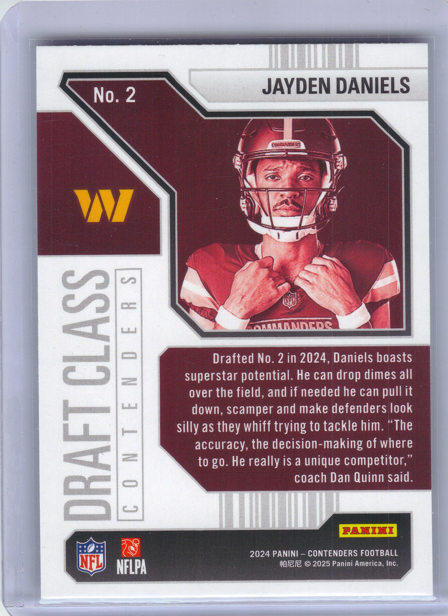 2024 Panini Contenders #2 Jayden Daniels Draft Class Contenders Washington Commanders