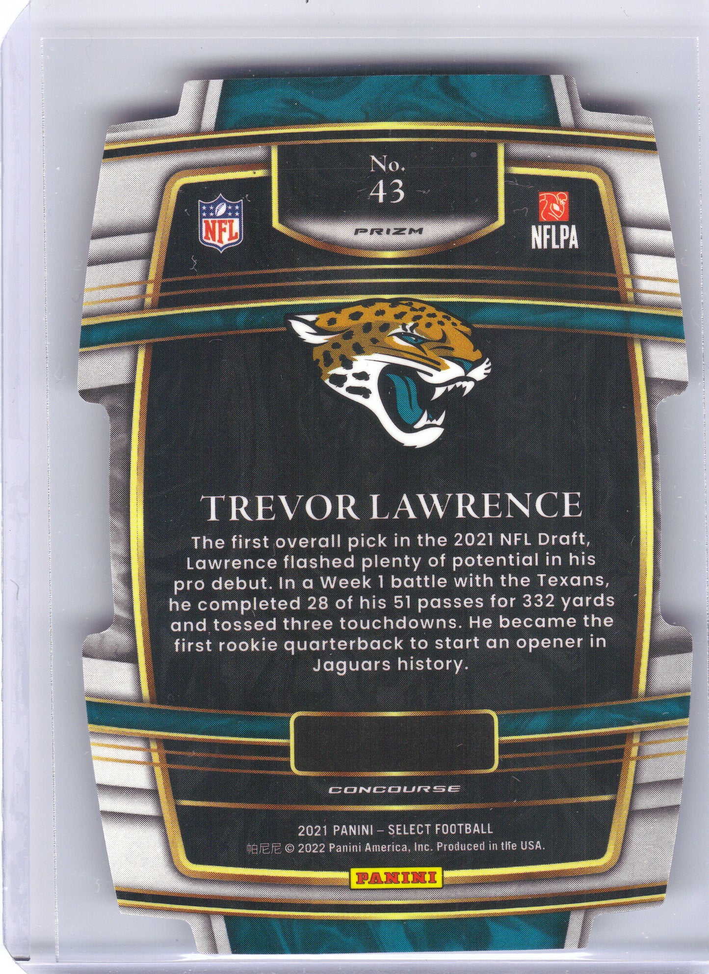 2021 Panini Select #43 Trevor Lawrence Red and Blue Prizm Die Cut Jacksonville Jaguars RC