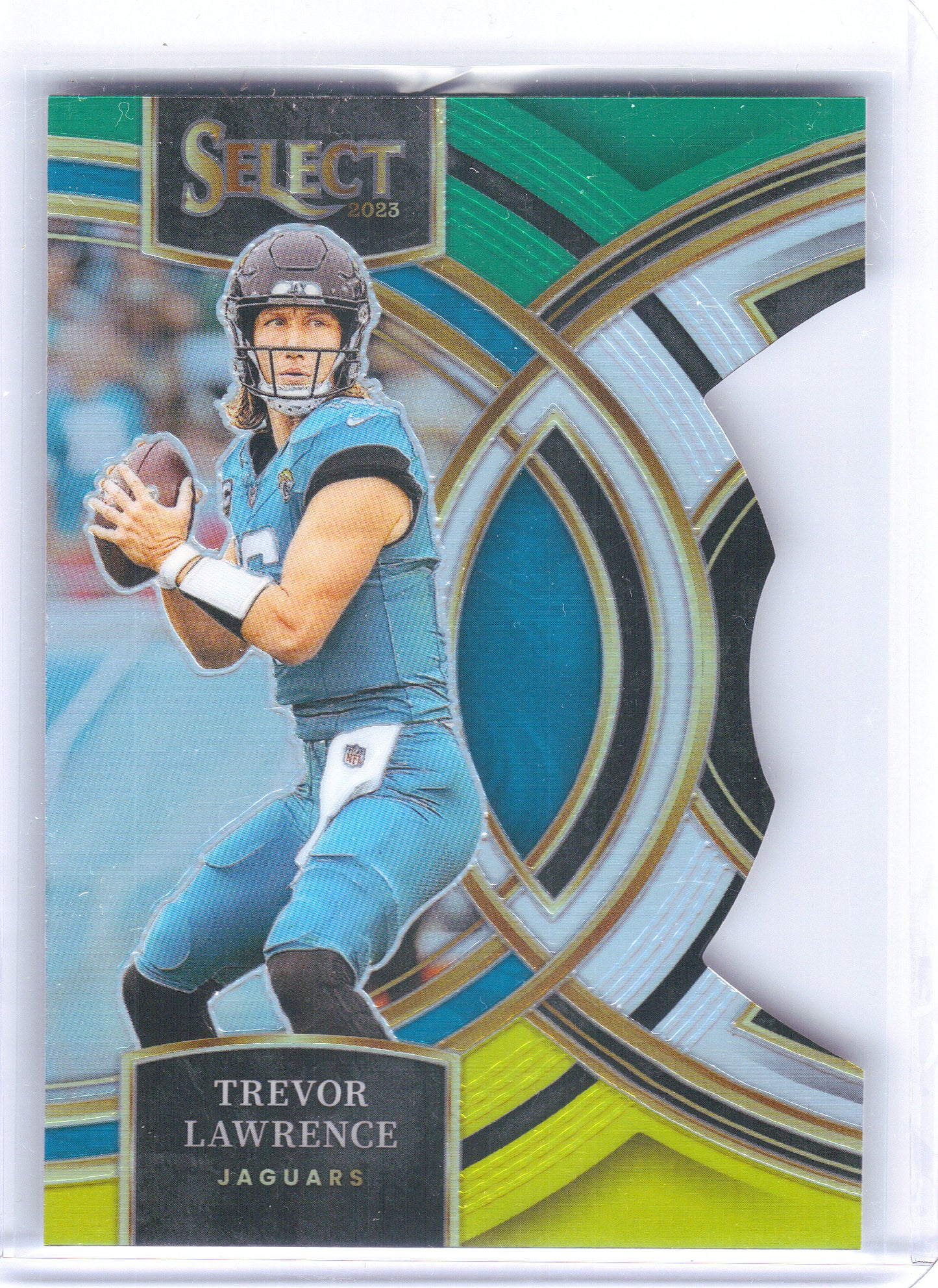 2023 Panini Select #181 Trevor Lawrence Green and Yellow Prizms Die Cuts Jacksonville Jaguars