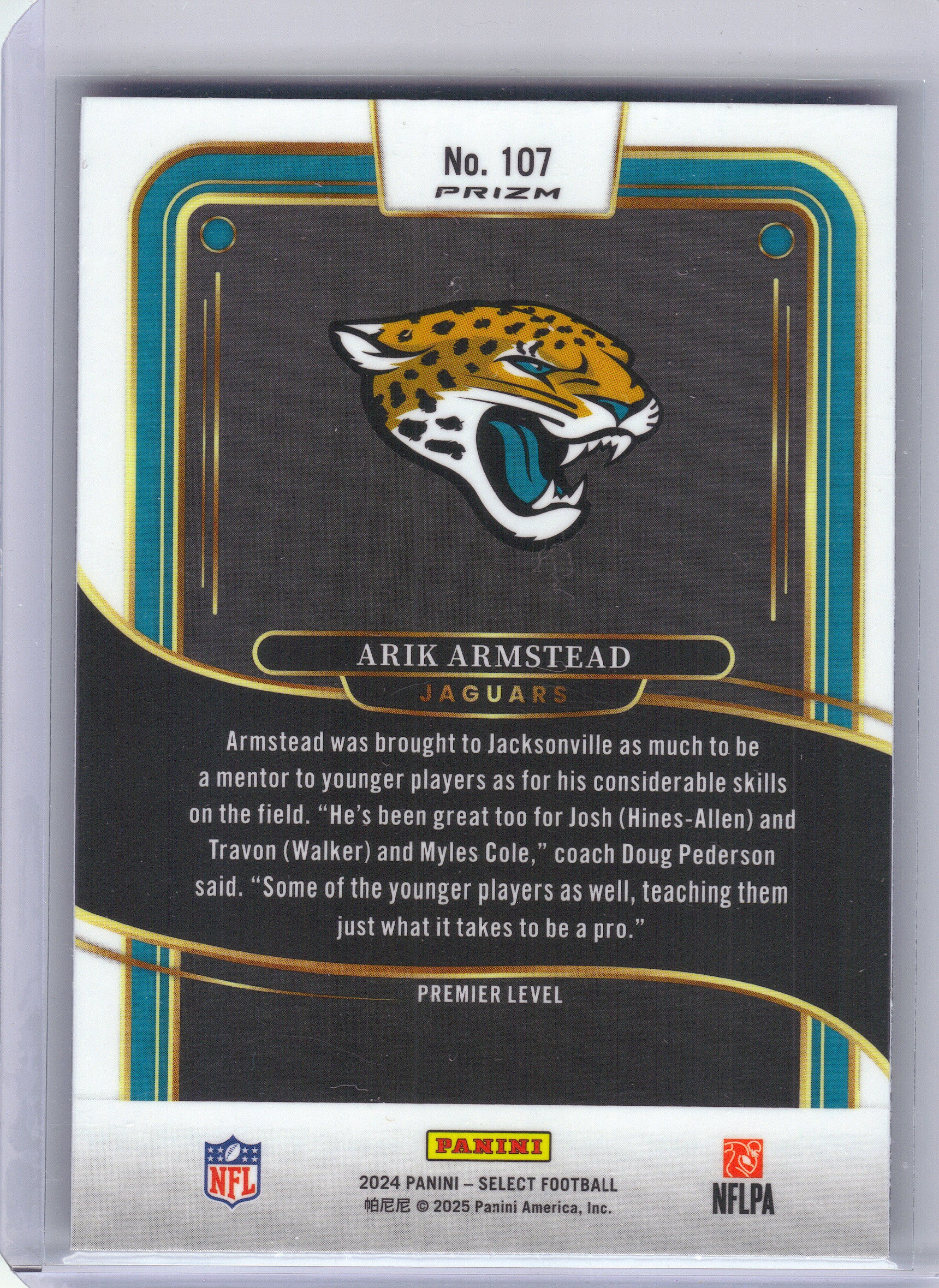2024 Panini Select #107 Arik Armstead Black & Blue Prizm Shock Jacksonville Jaguars