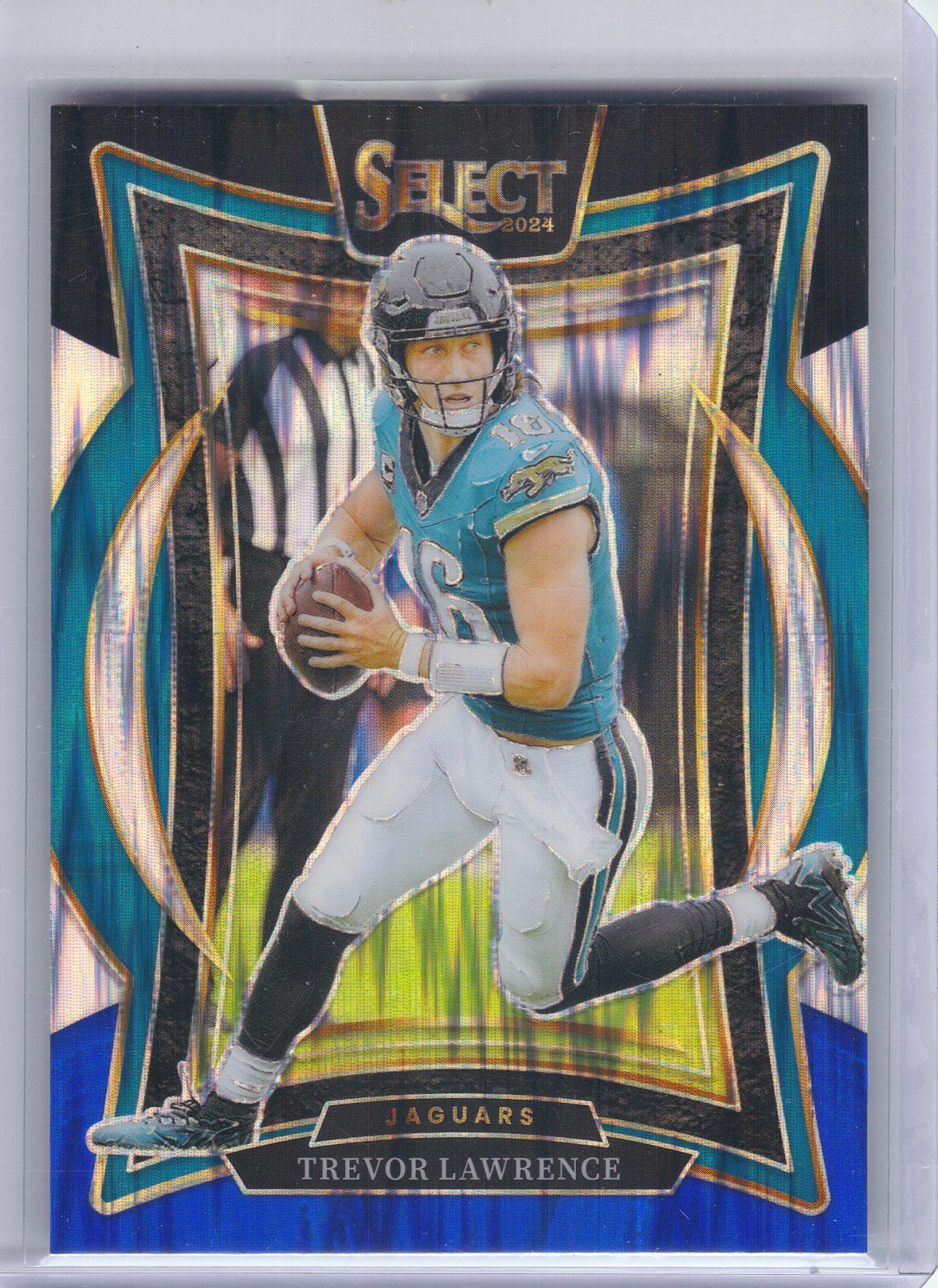 2024 Panini Select #98 Trevor Lawrence Black & Blue Prizm Shock Jacksonville Jaguars