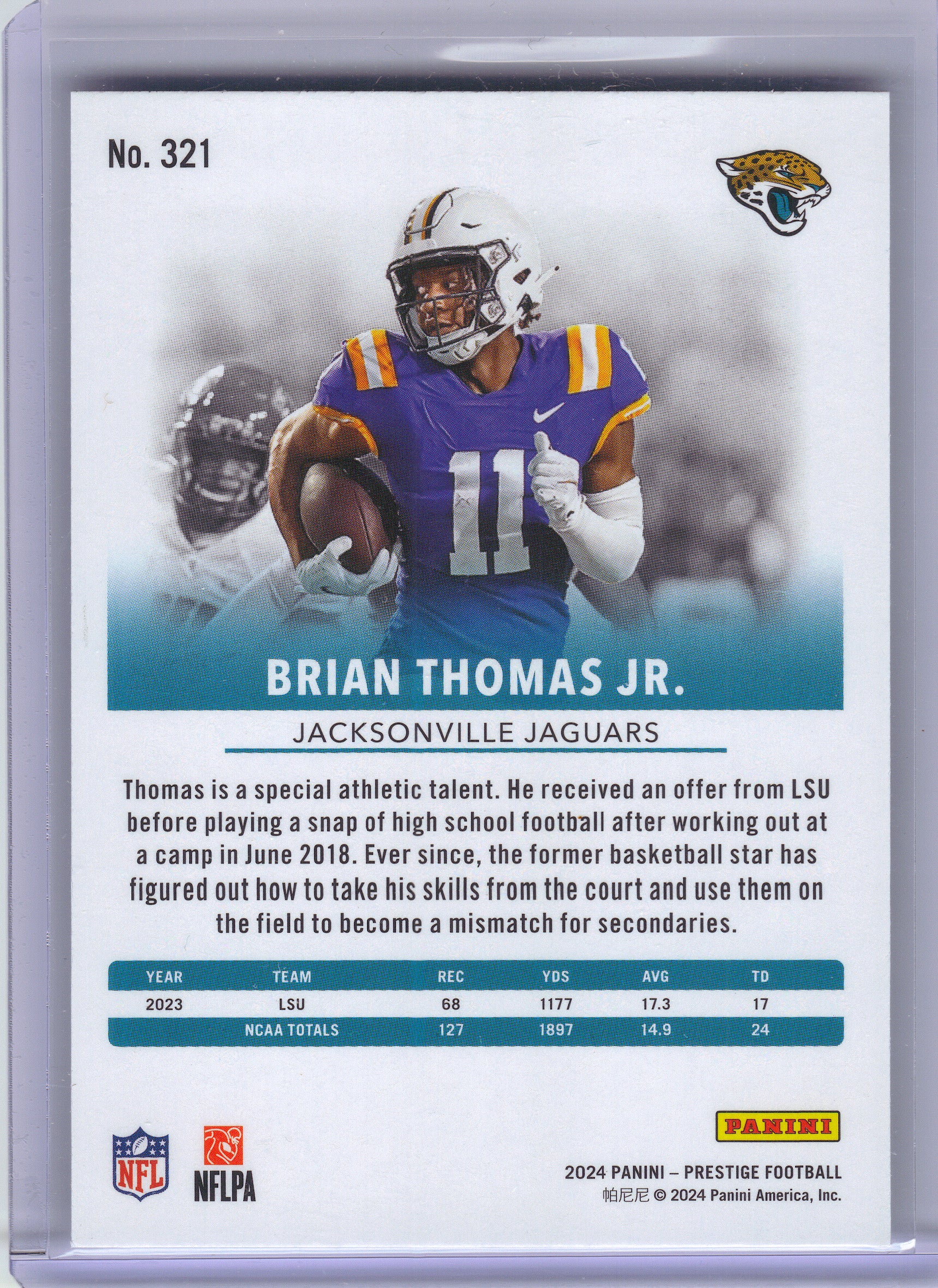 2024 Panini Prestige #321 Brian Thomas Jr. Jacksonville Jaguars RC
