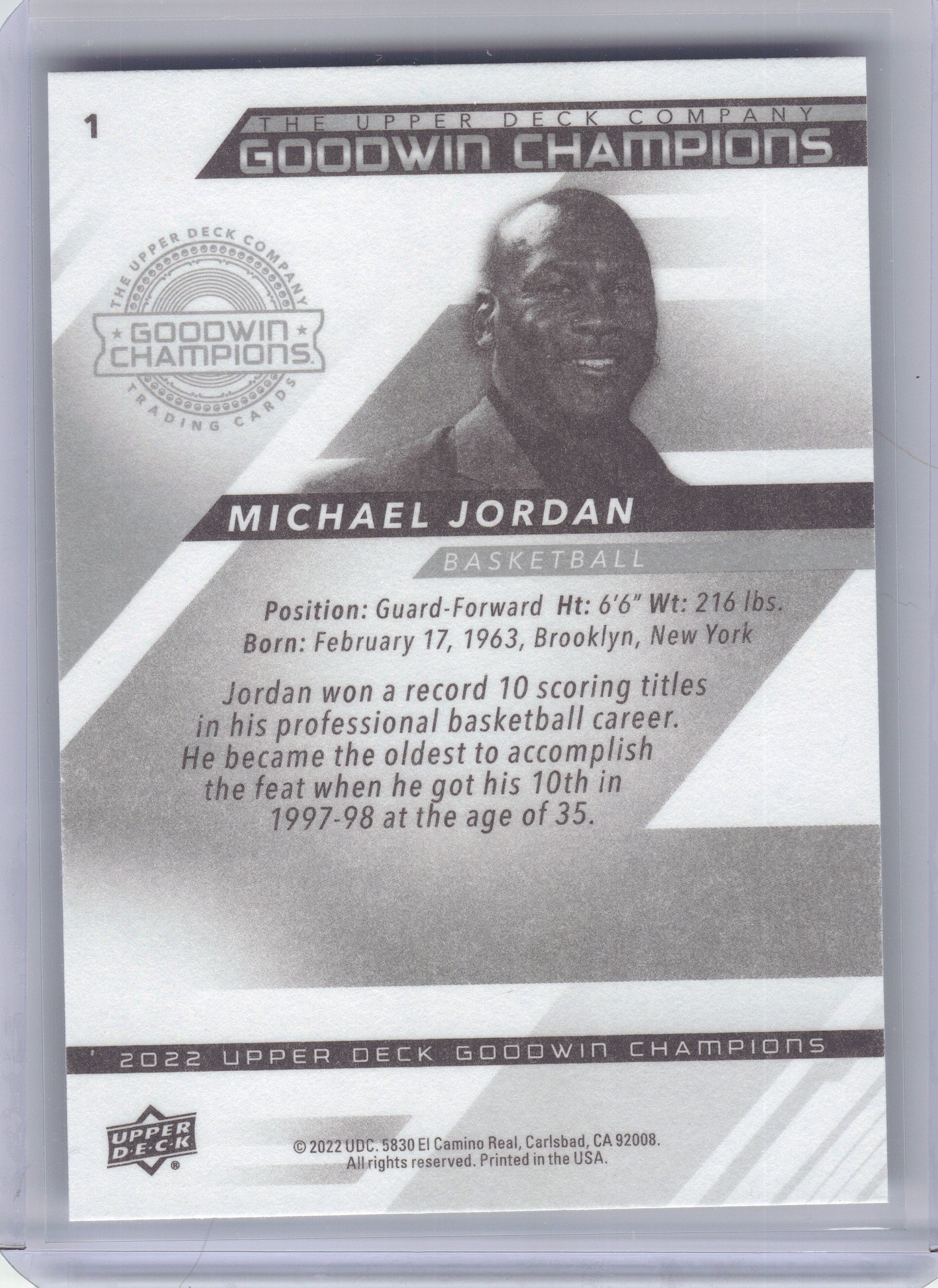 2022 Upper Deck Goodwin Champions #1 Michael Jordan