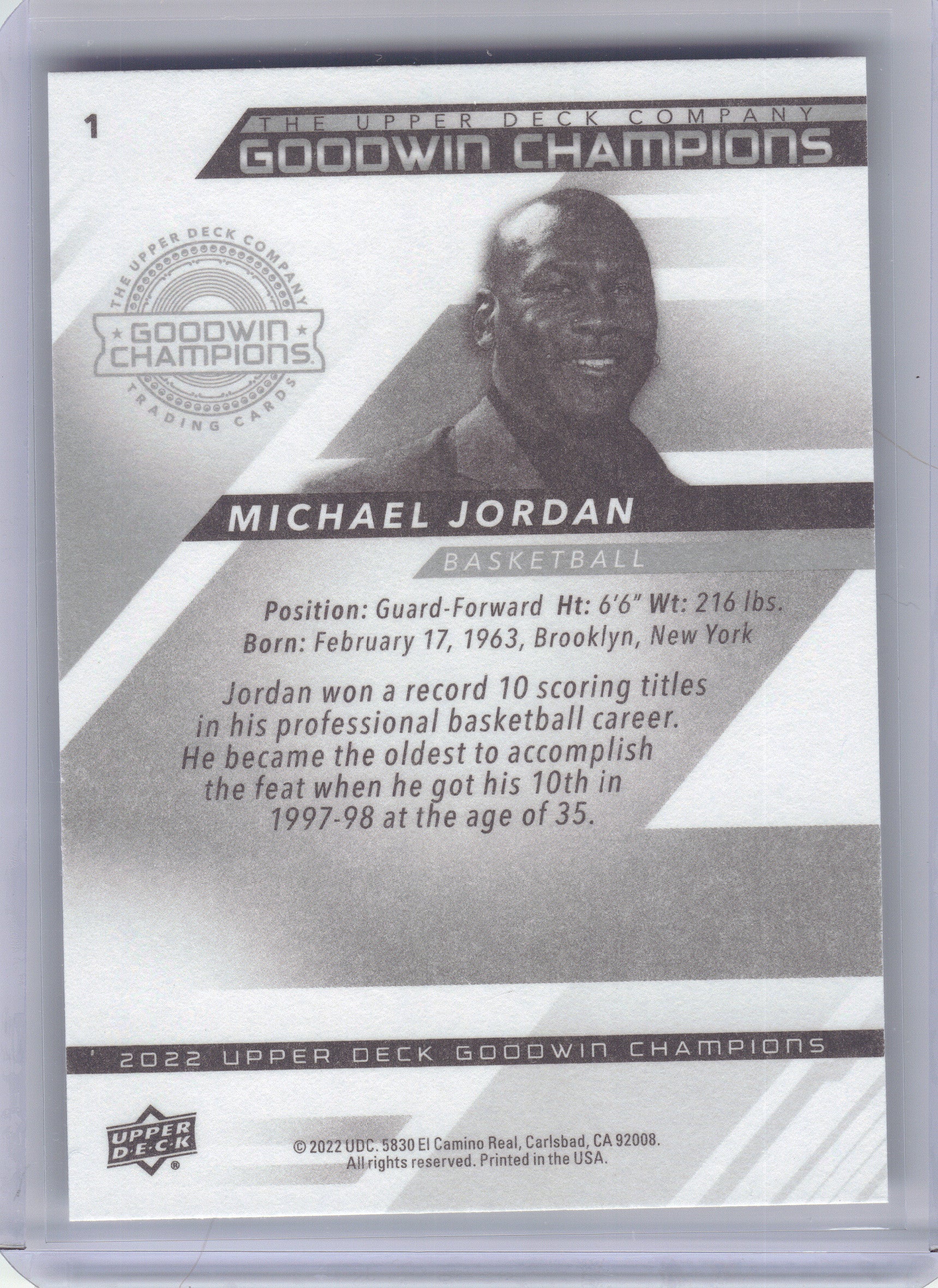 2022 Upper Deck Goodwin Champions #1 Michael Jordan