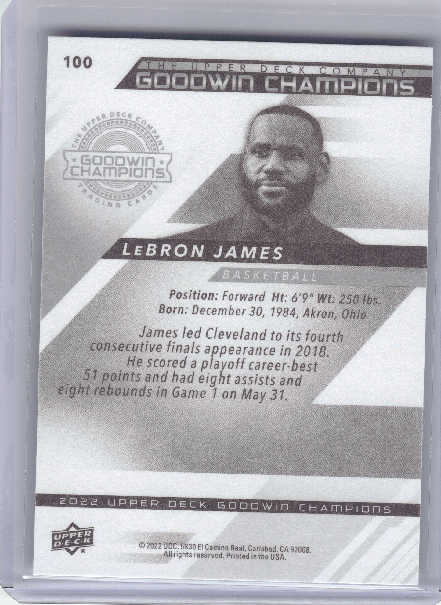 2022 Upper Deck Goodwin Champions #100 LeBron James