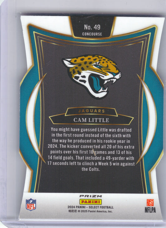 2024 Panini Select #49 Cam Little Silver Prizm Die Cut Jacksonville Jaguars RC