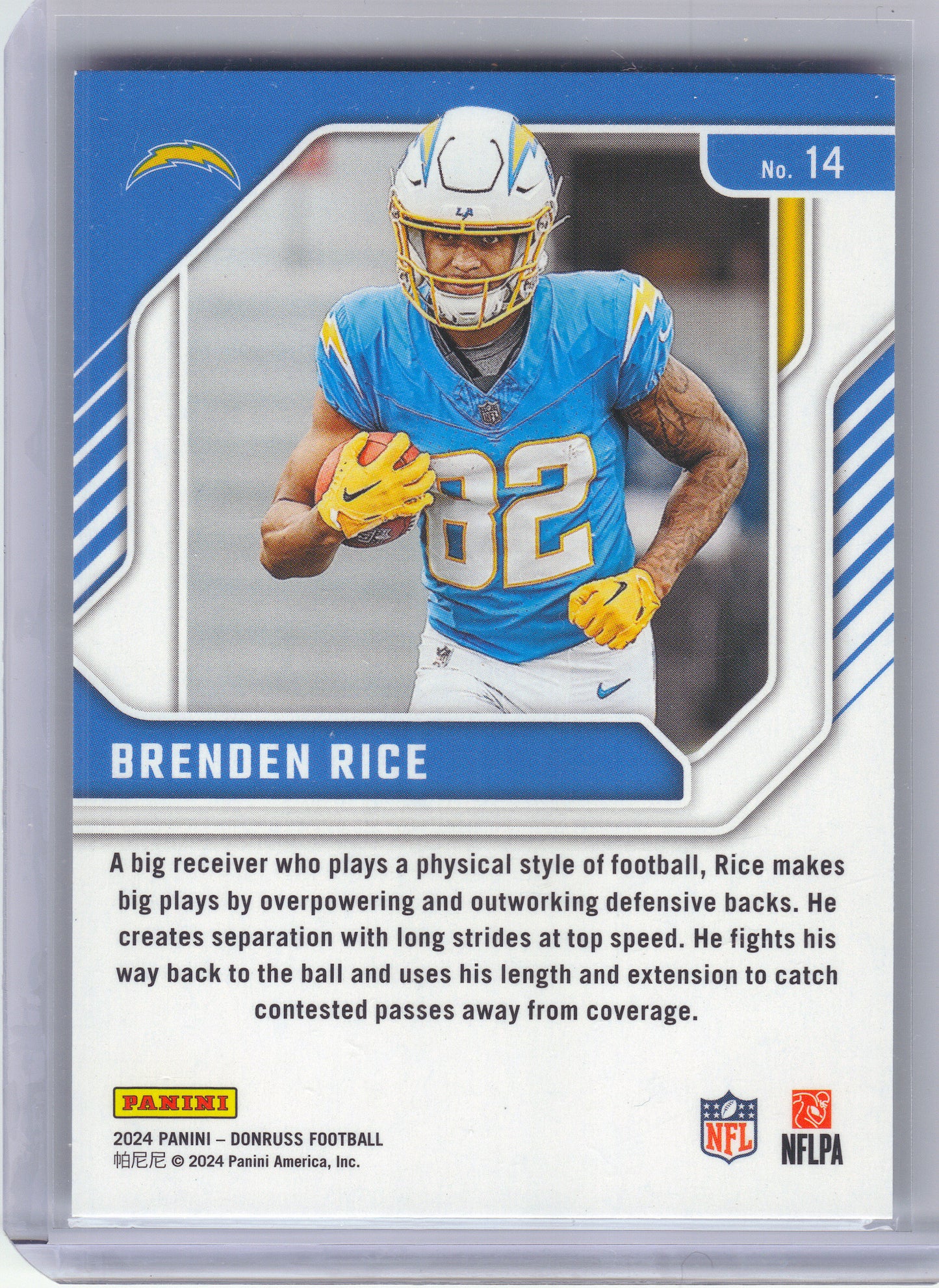 2024 Donruss #14 Brenden Rice Elite Series Rookies Los Angeles Chargers