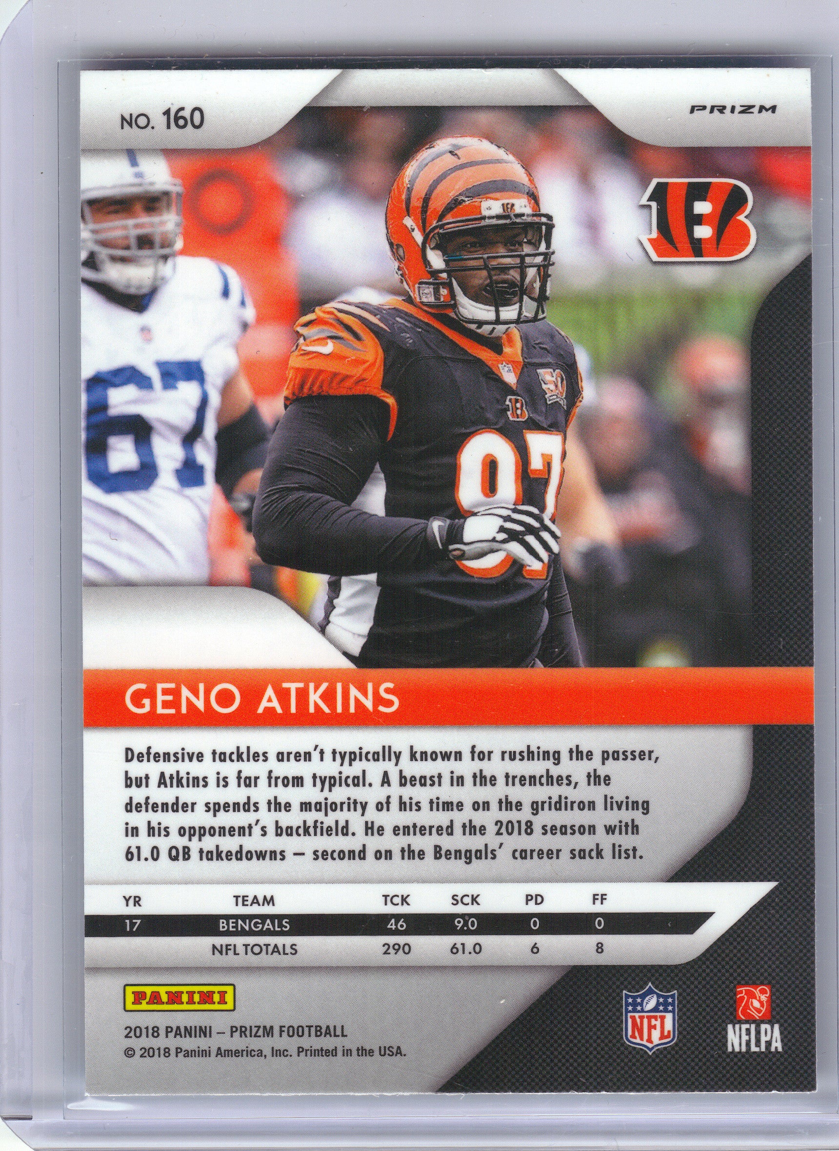 2018 Panini Prizm #160 Geno Atkins Prizm Lazer Cincinnati Bengals