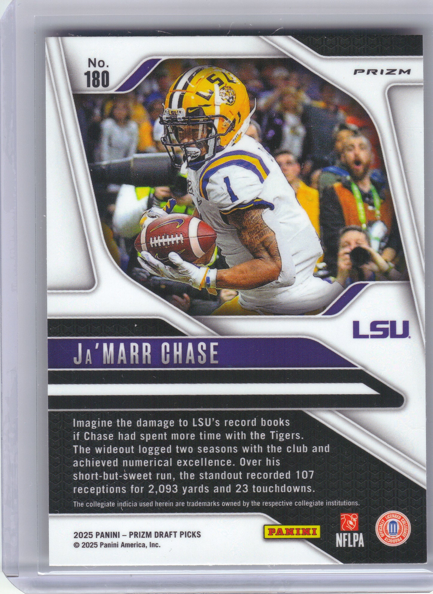 2025 Panini Prizm Draft Picks #180 Ja'Marr Chase Prizms Gold Ice LSU Tigers