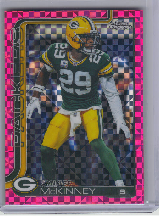 2025 Topps Chrome #113 Xavier McKinney Hot Pink X-Fractor Green Bay Packers