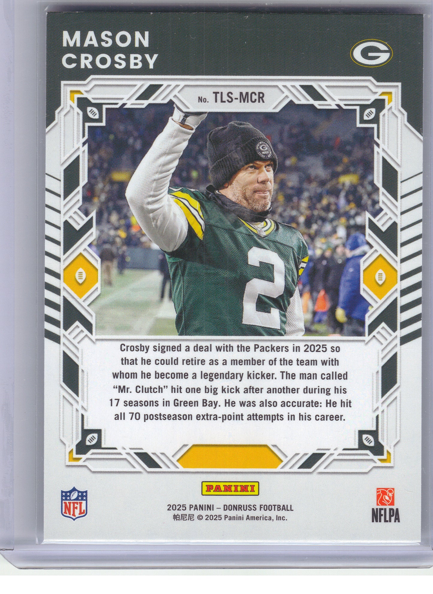 2025 Donruss #TLS-MCR Mason Crosby The Legend Series Green Bay Packers