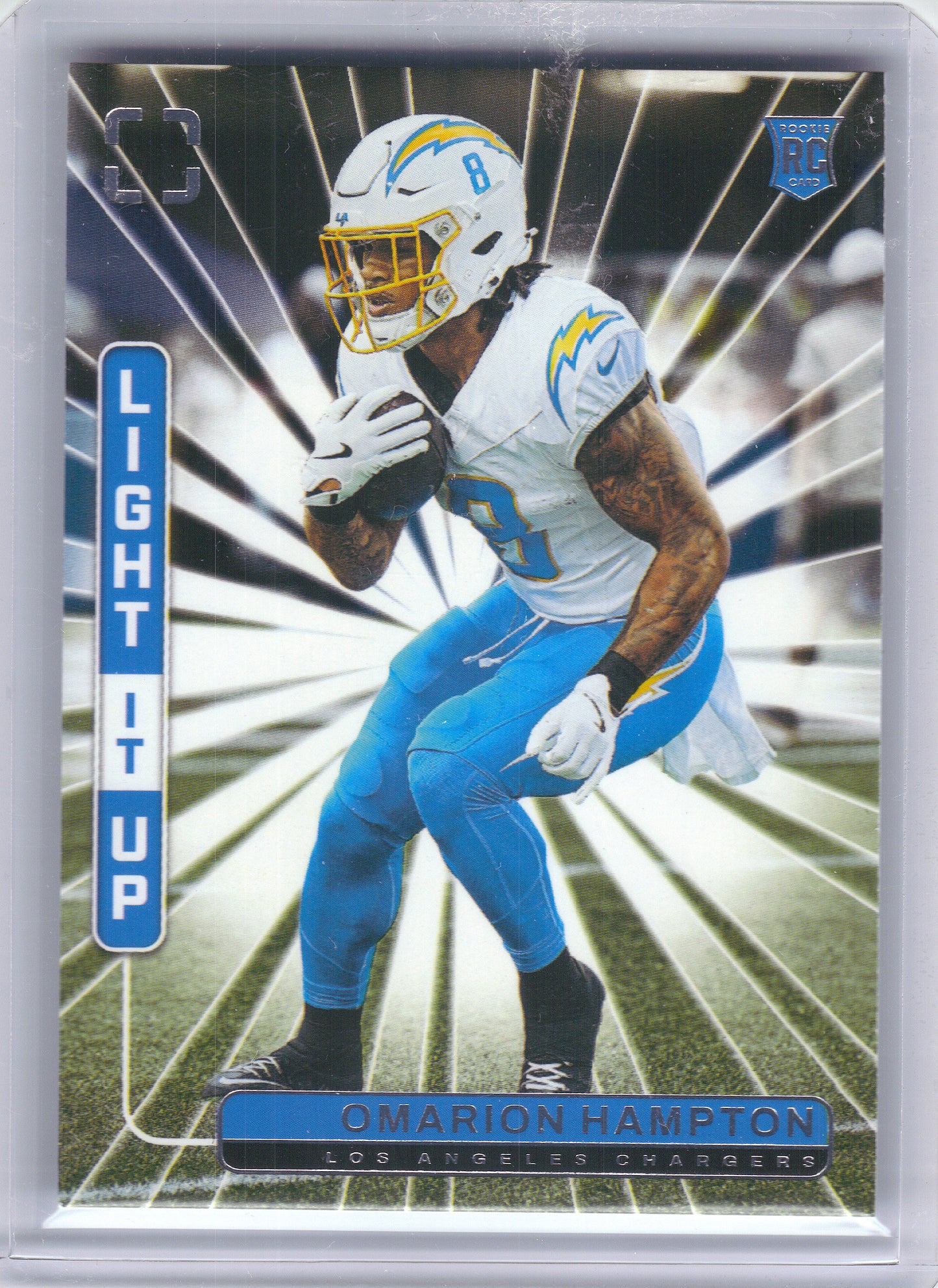 2025 Panini Photogenic #1 Omarion Hampton Light It Up Los Angeles Chargers