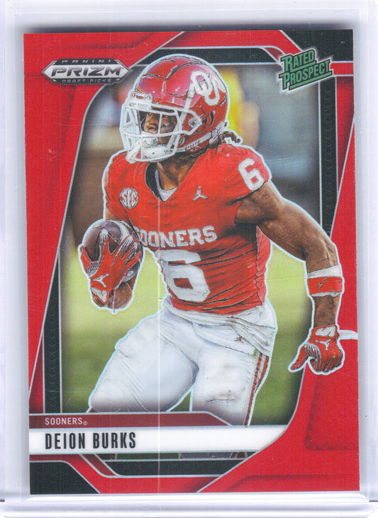 2025 Panini Prizm Draft Picks #163 Deion Burks Prizms Red #/399 Oklahoma Sooners SN