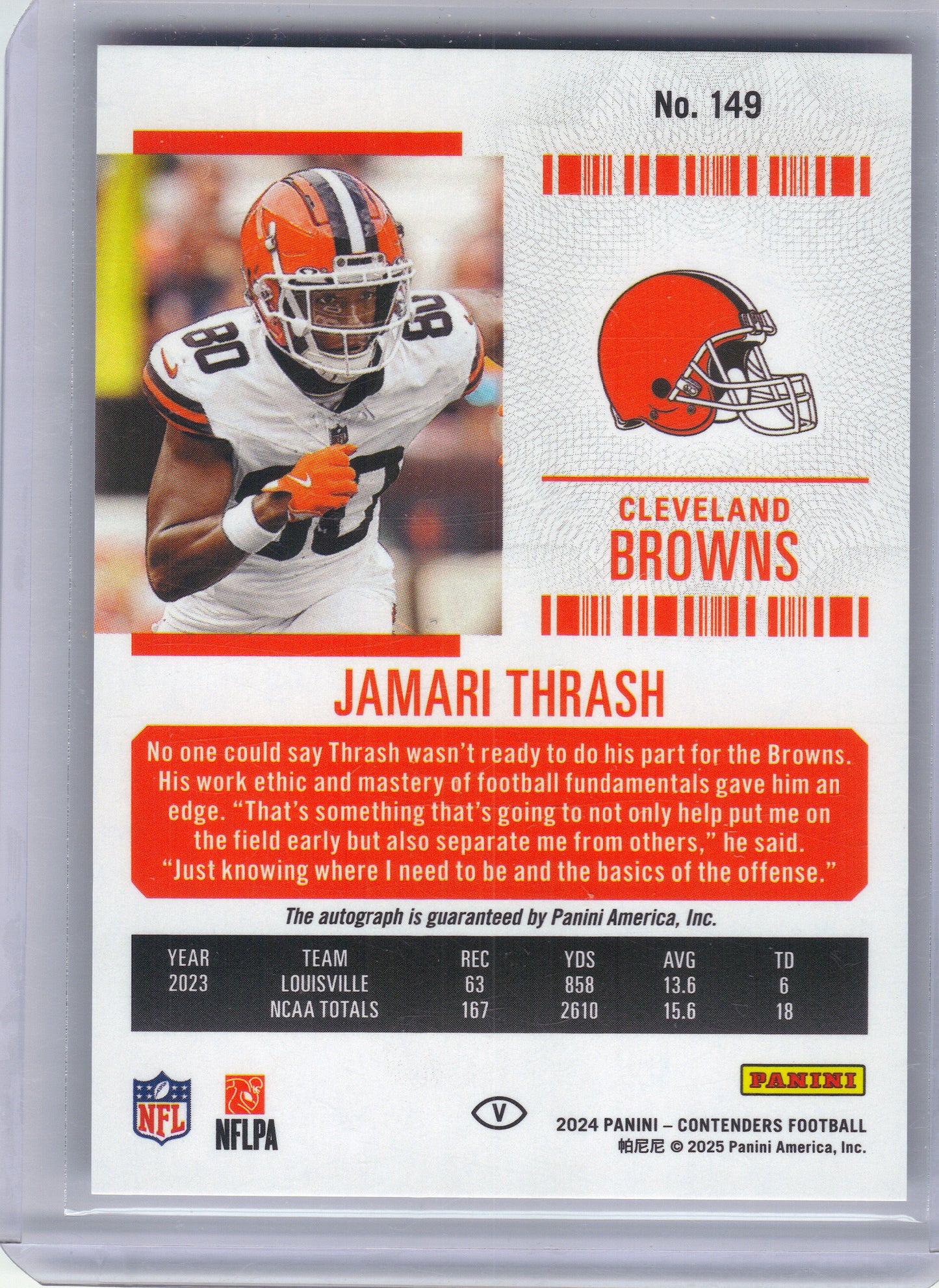 2024 Panini Contenders #149 Jamari Thrash Divisional Ticket #/99 Cleveland Browns SN, AU