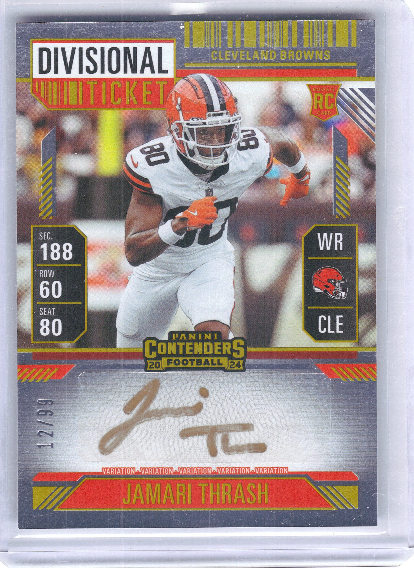 2024 Panini Contenders #149 Jamari Thrash Divisional Ticket #/99 Cleveland Browns SN, AU