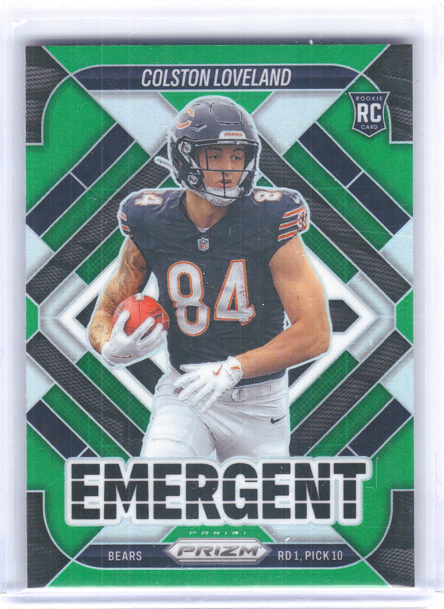 2025 Panini Prizm #20 Colston Loveland Emergent Green Chicago Bears