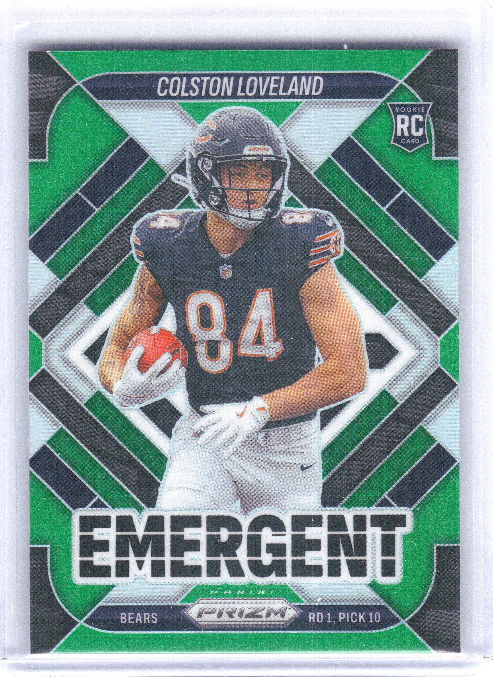 2025 Panini Prizm #20 Colston Loveland Emergent Green Chicago Bears