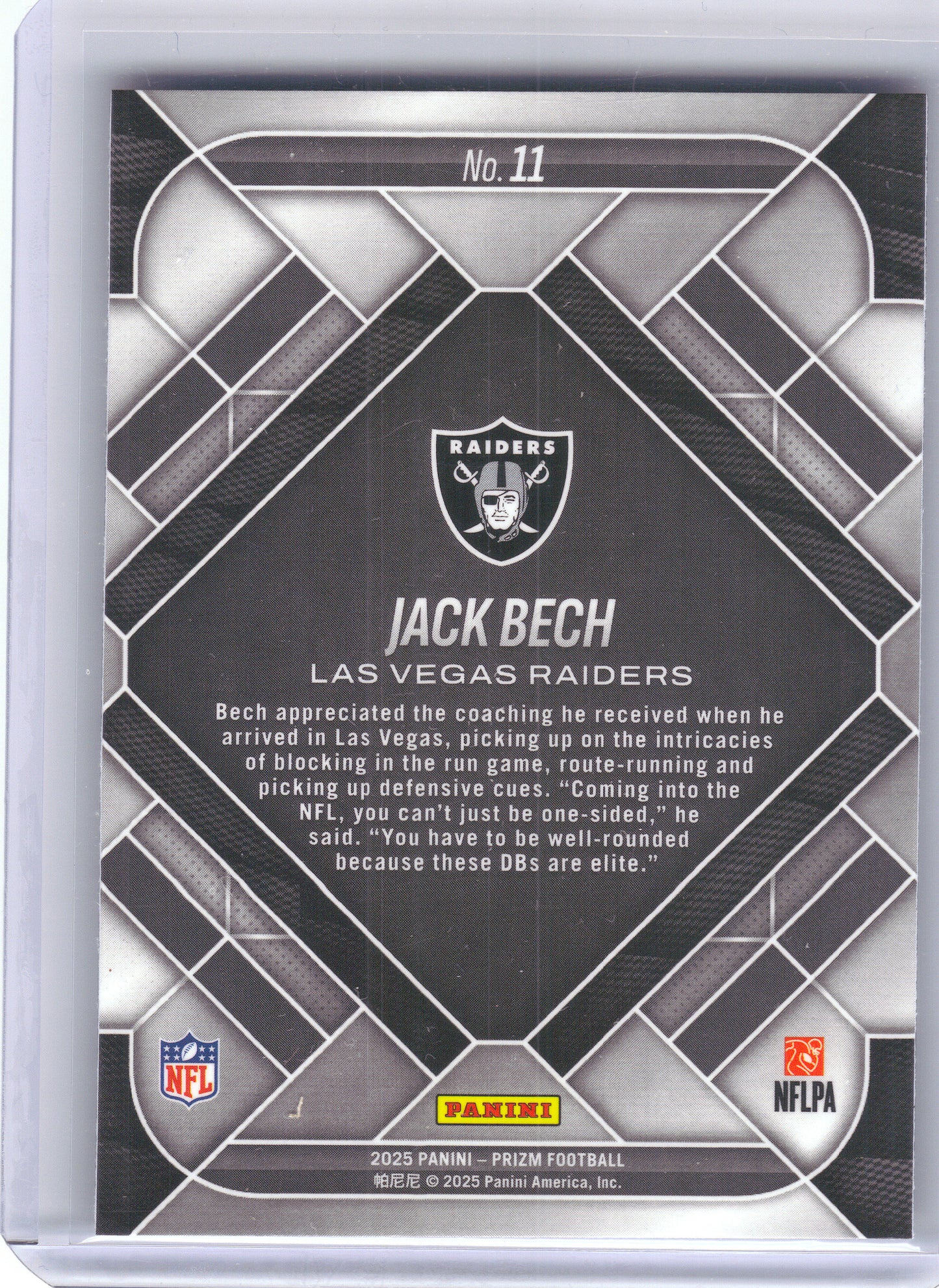2025 Panini Prizm #11 Jack Bech Emergent Las Vegas Raiders