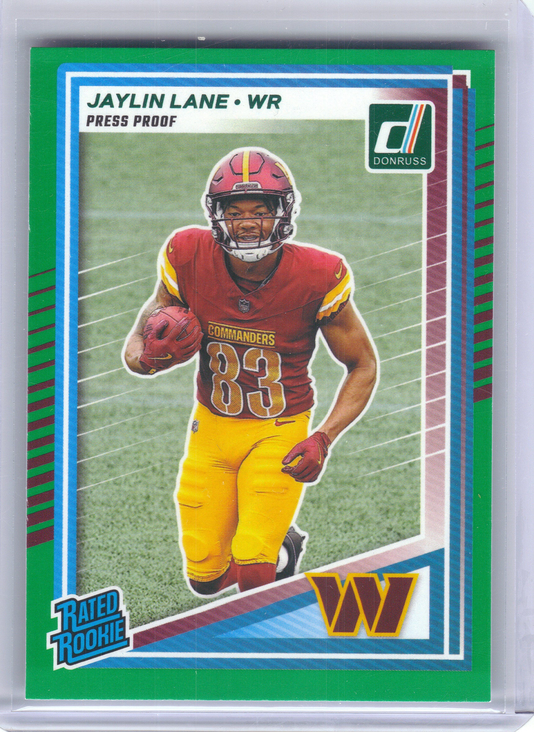 2025 Donruss #335 Jaylin Lane Press Proofs Green x Washington Commanders RC