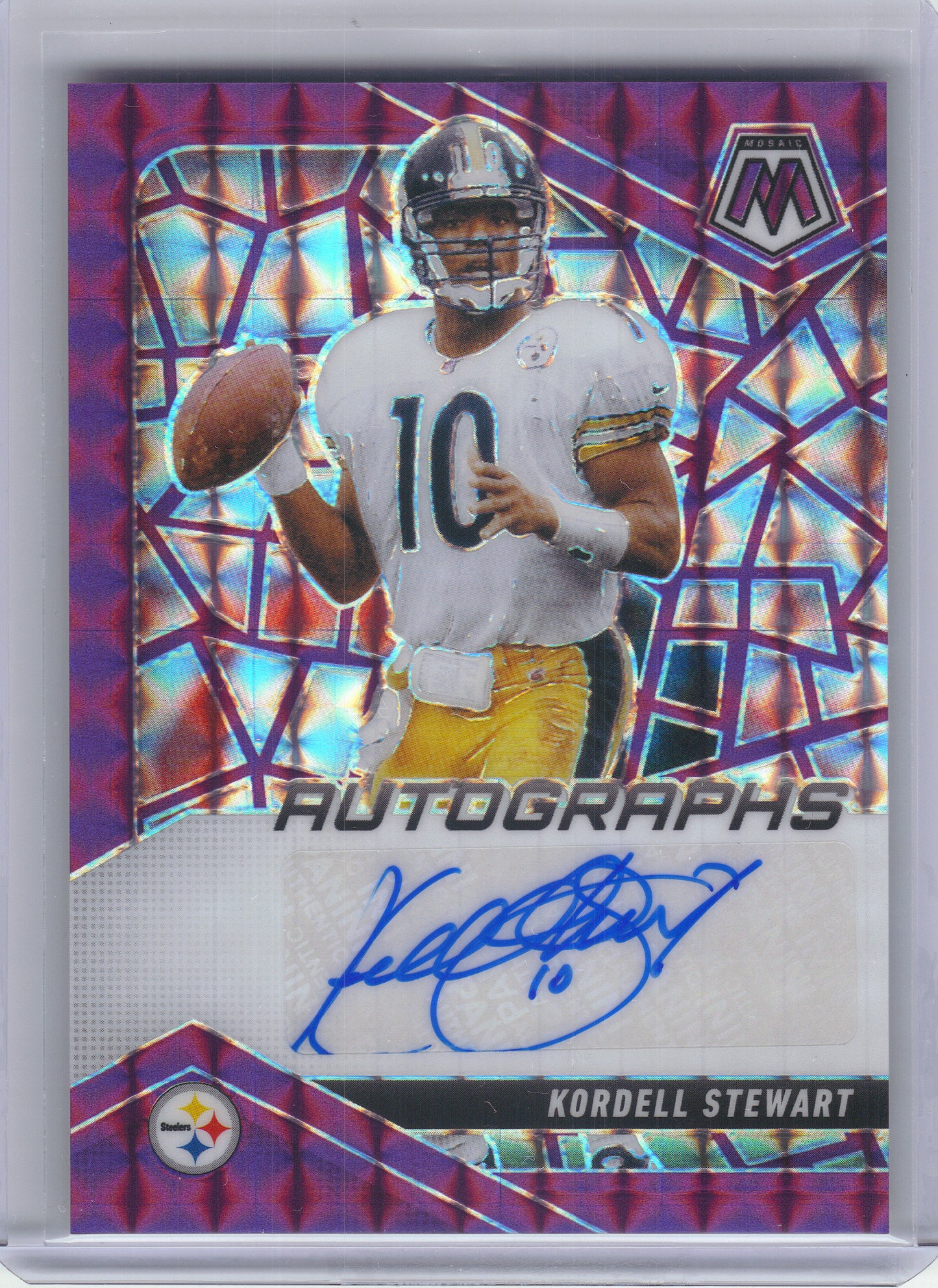 2025 Panini Mosaic #AMC-KST Kordell Stewart Autographs Mosaic Purple #/49 Pittsburgh Steelers SN, AU
