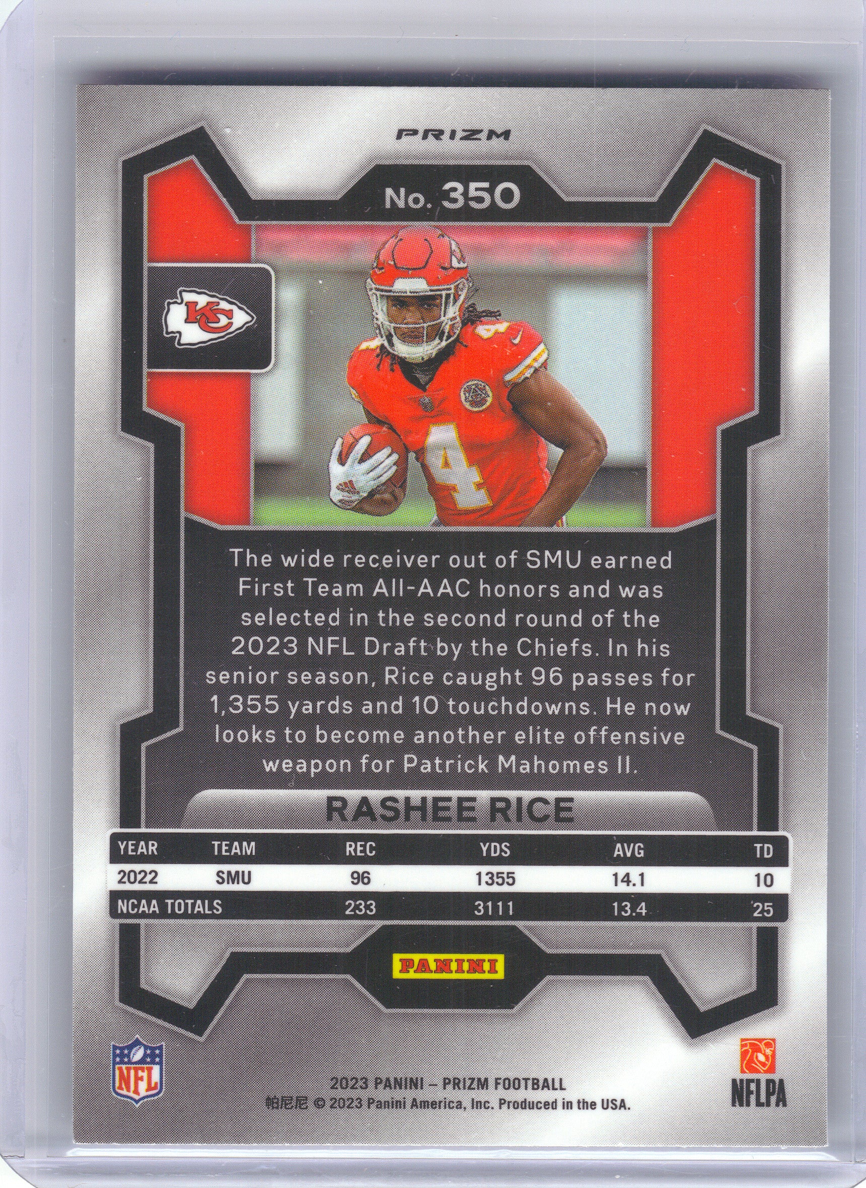 2023 Panini Prizm #350 Rashee Rice Silver Kansas City Chiefs