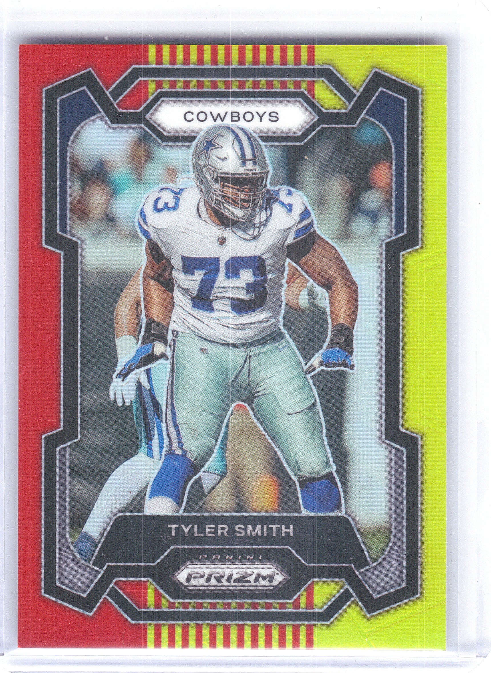 2023 Panini Prizm #83 Tyler Smith Red and Yellow #/44 Dallas Cowboys SN