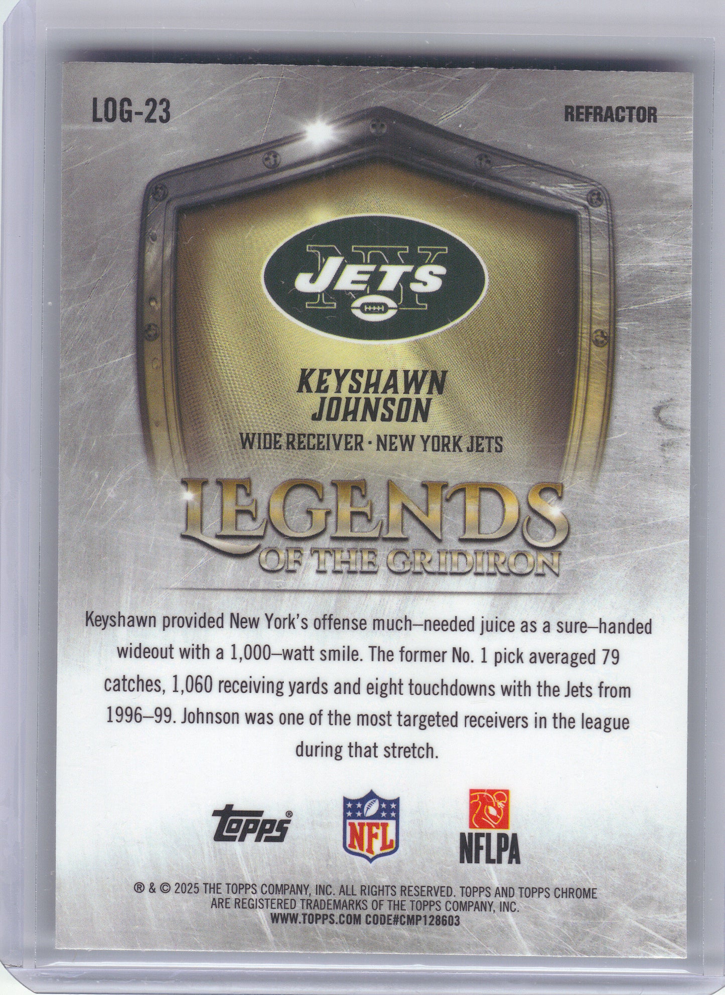 2025 Topps Chrome #LOG-23 Keyshawn Johnson Legends of the Gridiron Refractor New York Jets