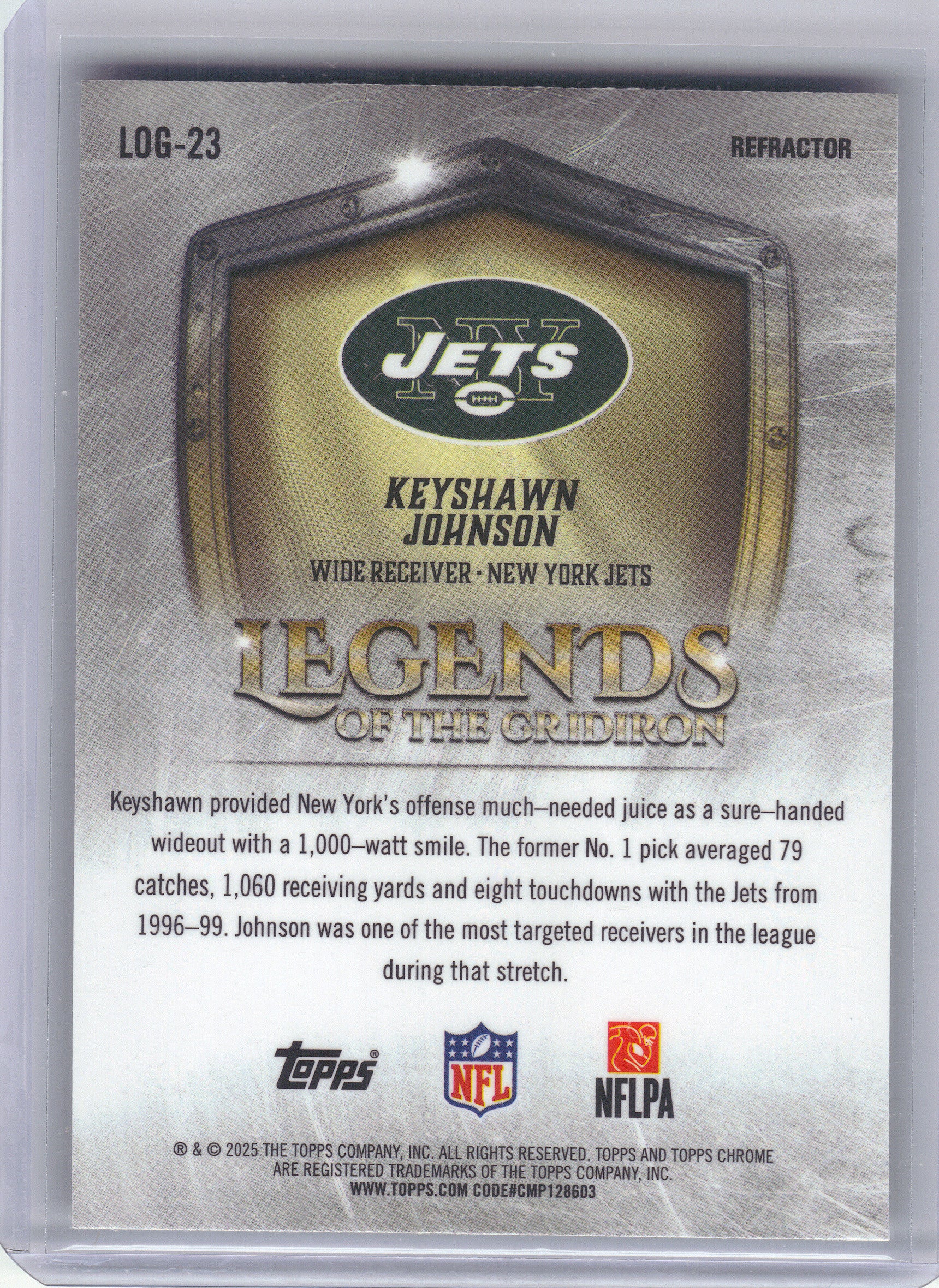 2025 Topps Chrome #LOG-23 Keyshawn Johnson Legends of the Gridiron Refractor New York Jets