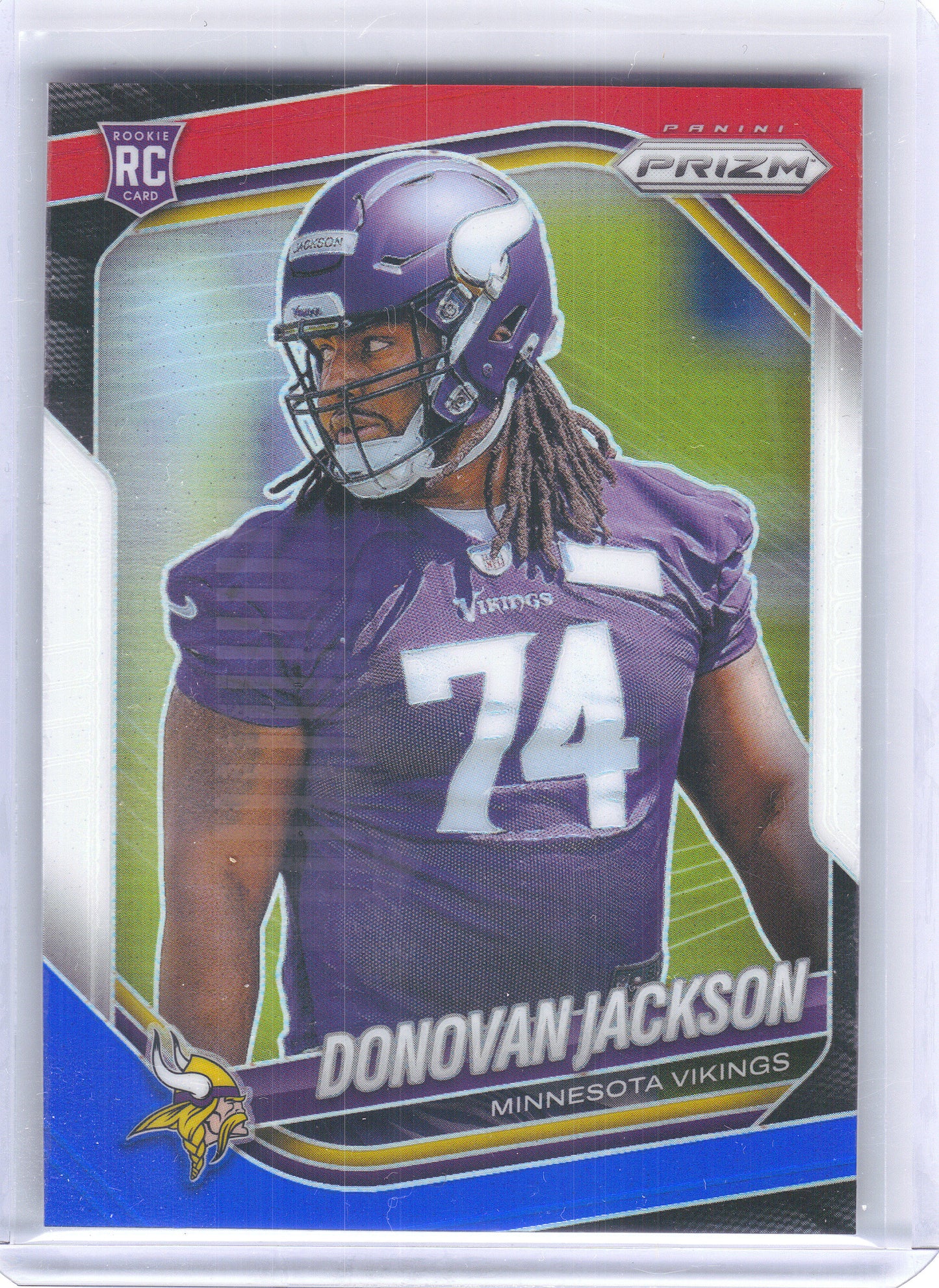 2025 Panini Prizm #358 Donovan Jackson Red White and Blue Minnesota Vikings