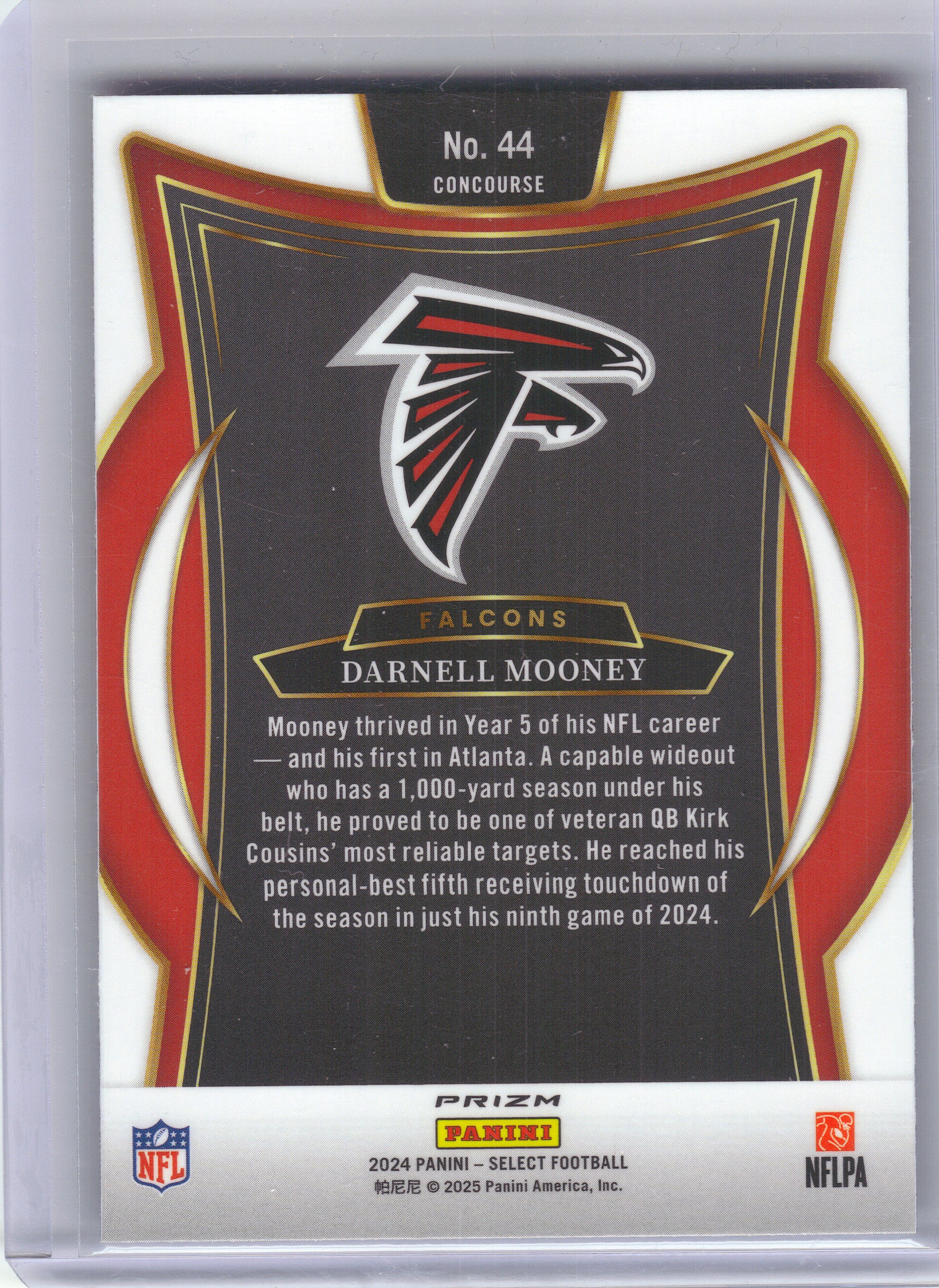 2024 Panini Select #44 Darnell Mooney Red & Blue Prizm Shock Atlanta Falcons