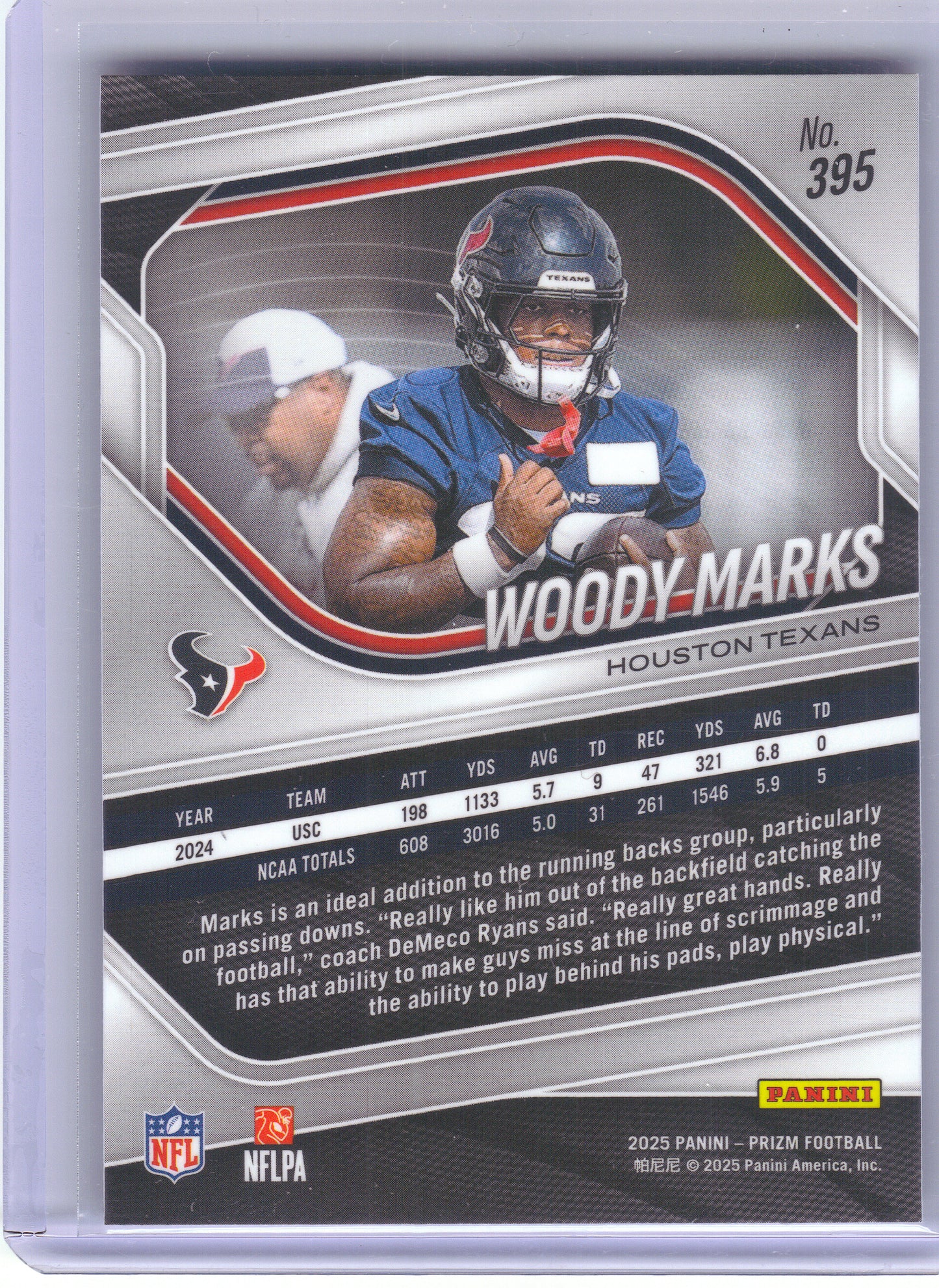 2025 Panini Prizm #395 Woody Marks Houston Texans RC