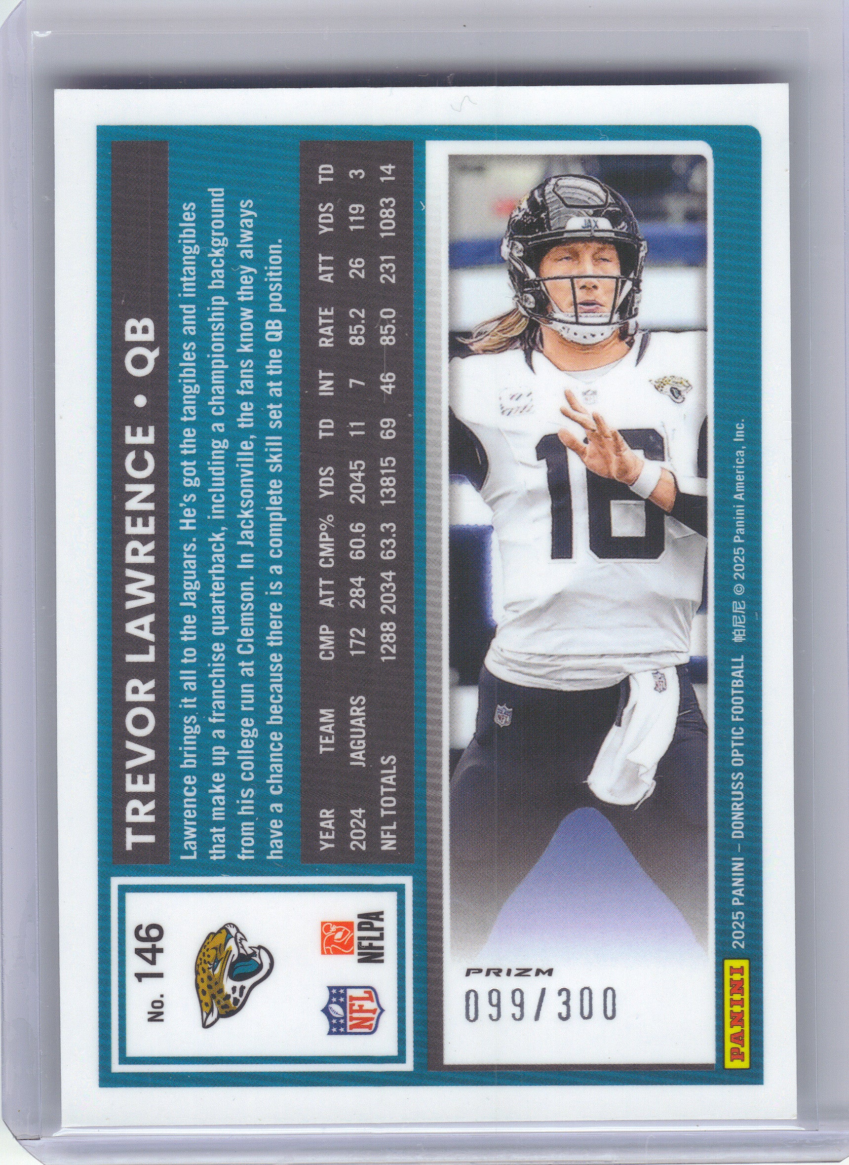 2025 Donruss Optic #146 Trevor Lawrence Wave #/300 Jacksonville Jaguars SN