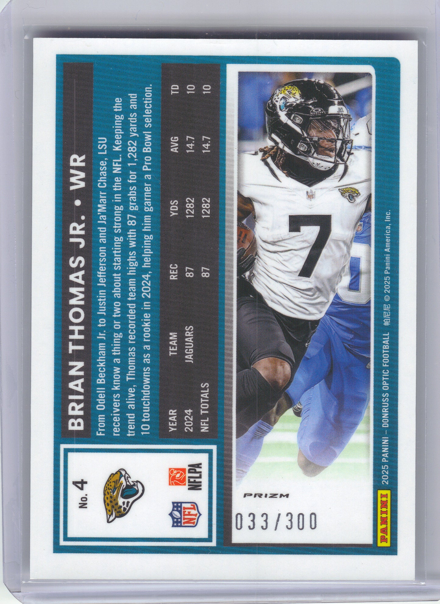 2025 Donruss Optic #4 Brian Thomas Jr. Wave #/300 Jacksonville Jaguars SN