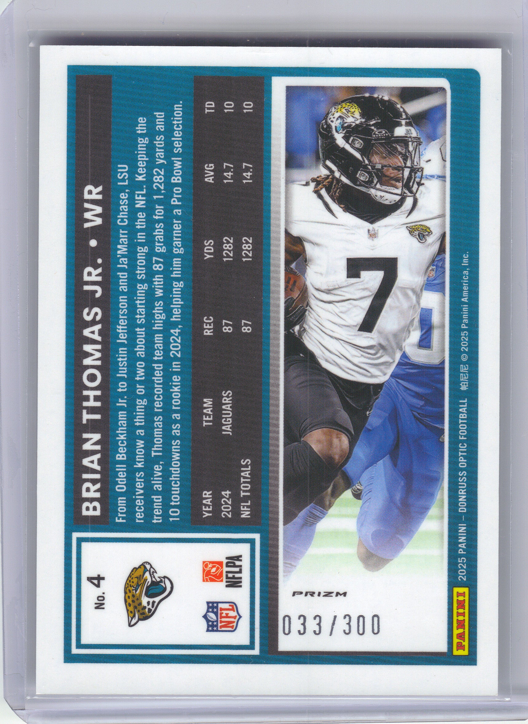 2025 Donruss Optic #4 Brian Thomas Jr. Wave #/300 Jacksonville Jaguars SN