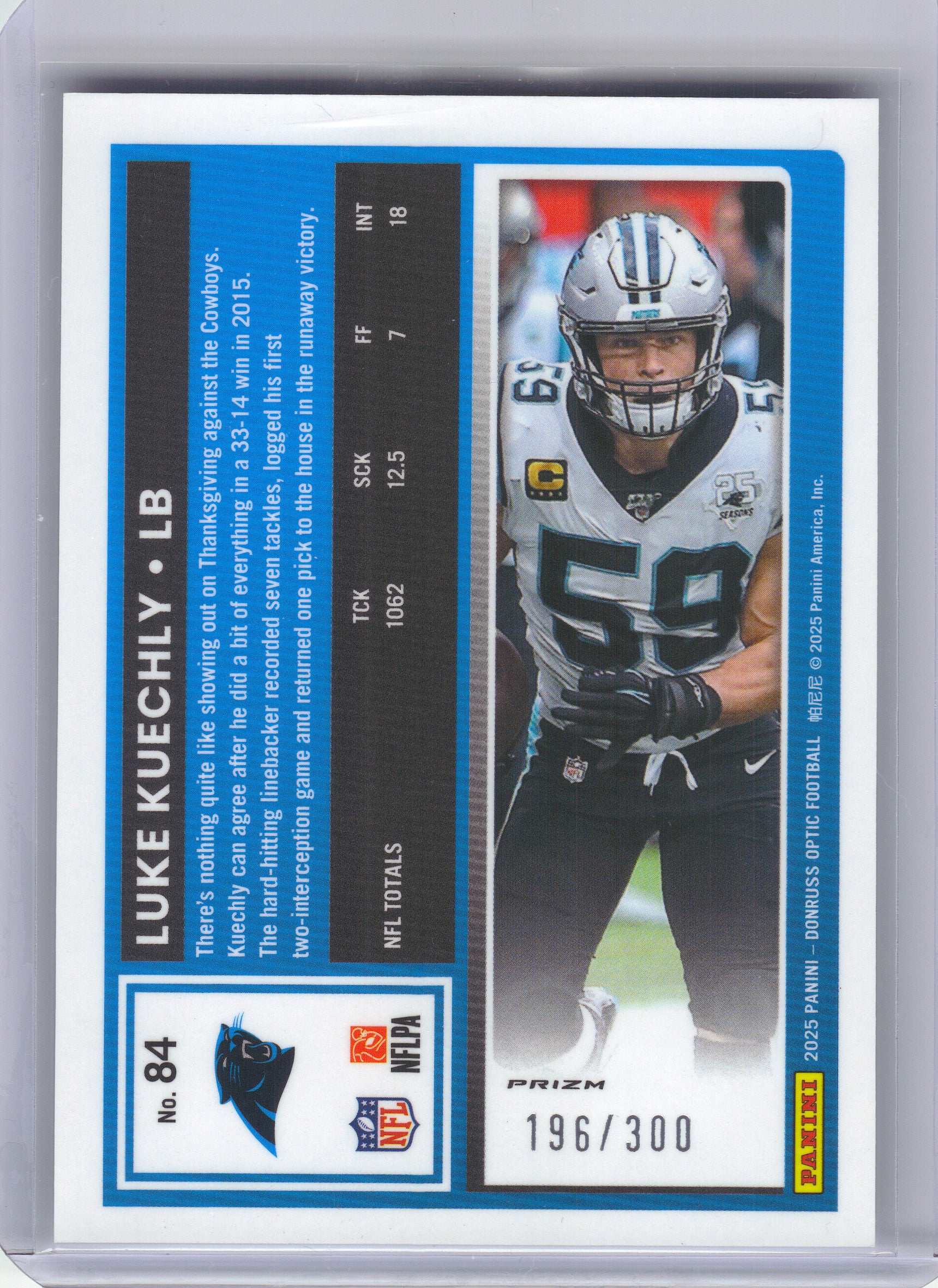 2025 Donruss Optic #84 Luke Kuechly Wave #/300 Carolina Panthers SN