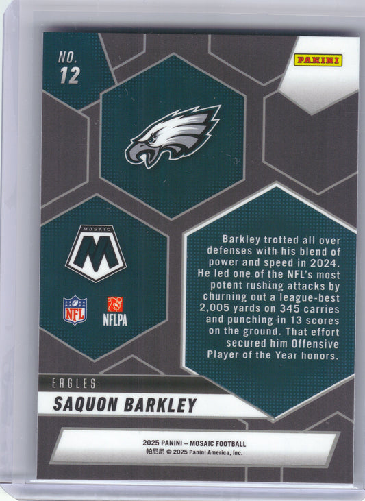 2025 Panini Mosaic #12 Saquon Barkley Montage Philadelphia Eagles