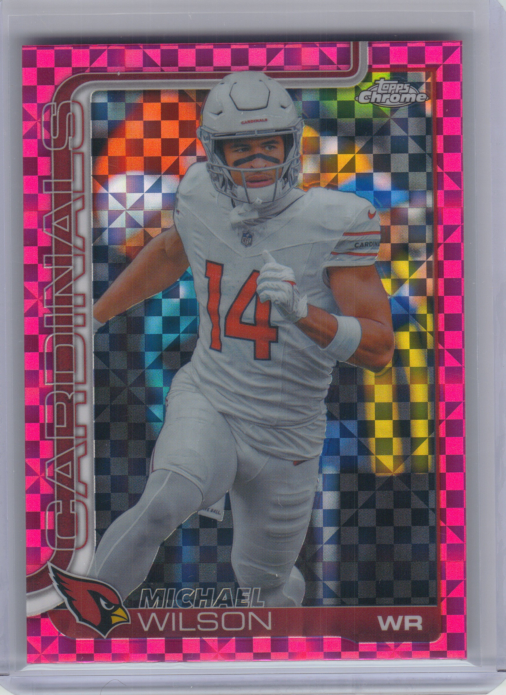 2025 Topps Chrome #2 Michael Wilson Hot Pink X-Fractor Arizona Cardinals