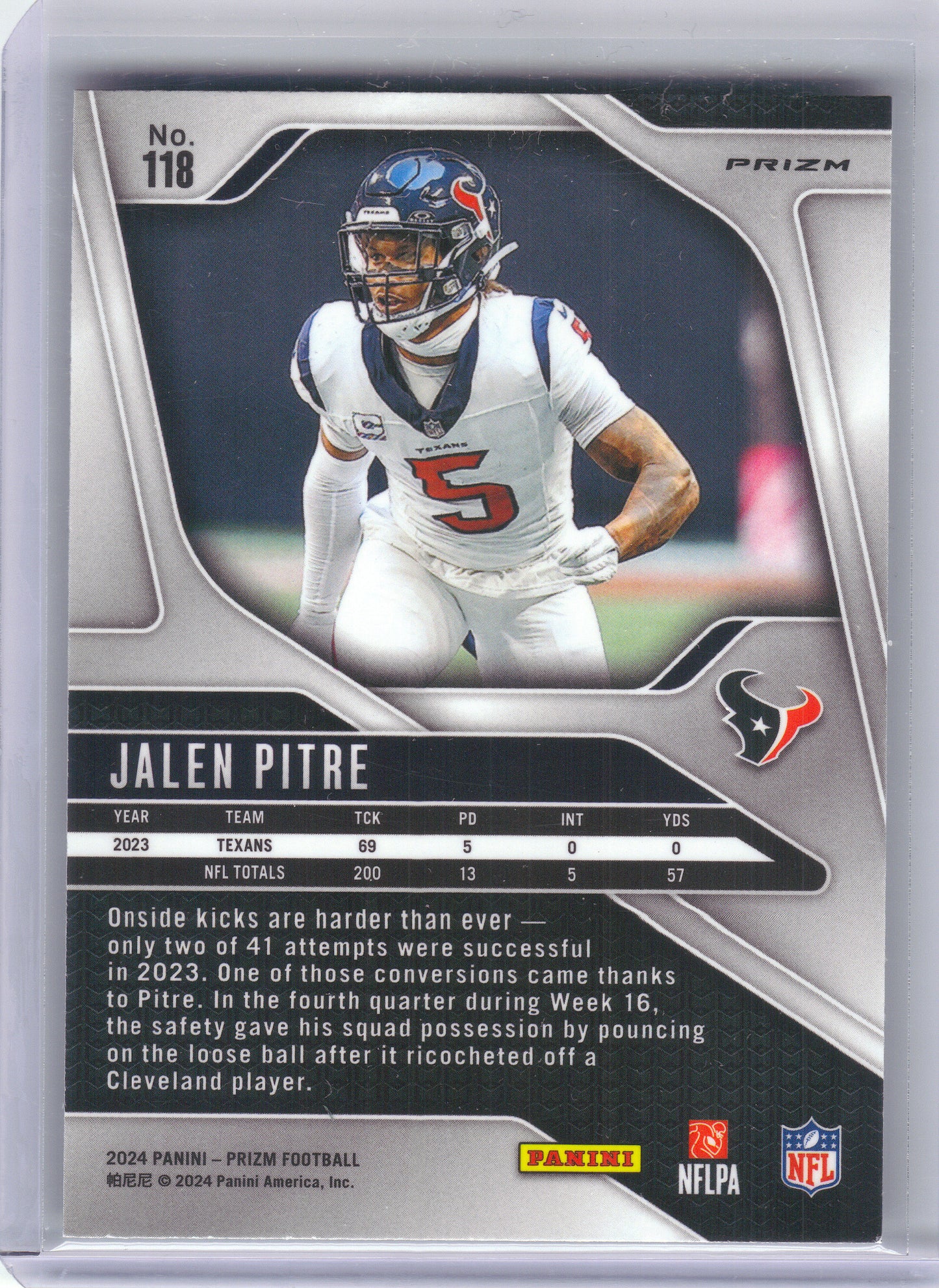 2024 Panini Prizm #118 Jalen Pitre Green Wave Houston Texans