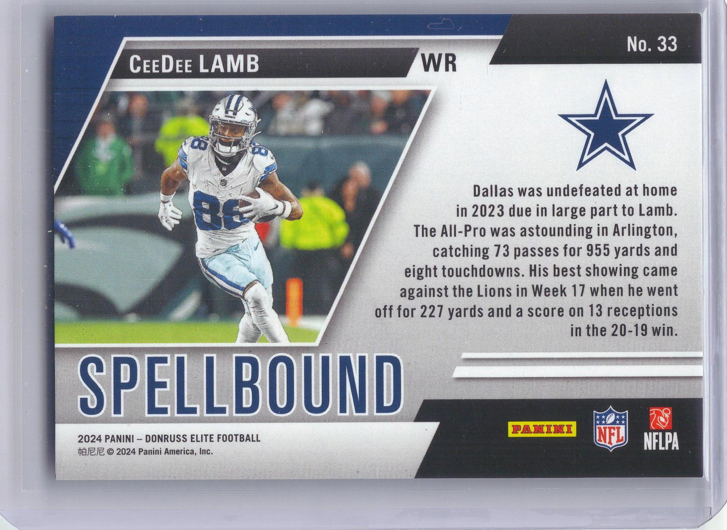 2024 Donruss Elite #33 CeeDee Lamb Spellbound #/349 Dallas Cowboys SN
