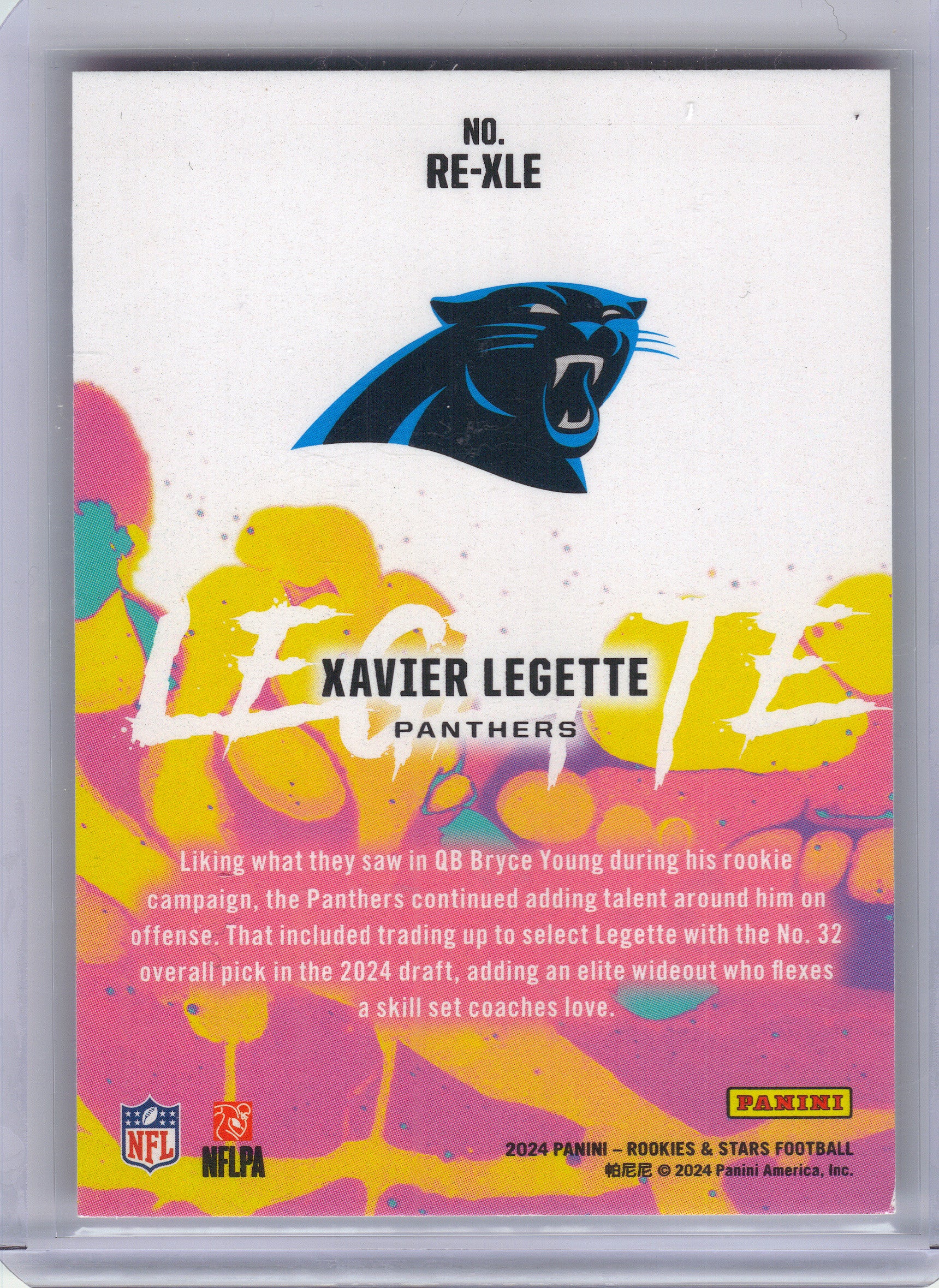 2024 Panini Rookies & Stars #RE-XLE Xavier Legette Rookie Exclusive Carolina Panthers