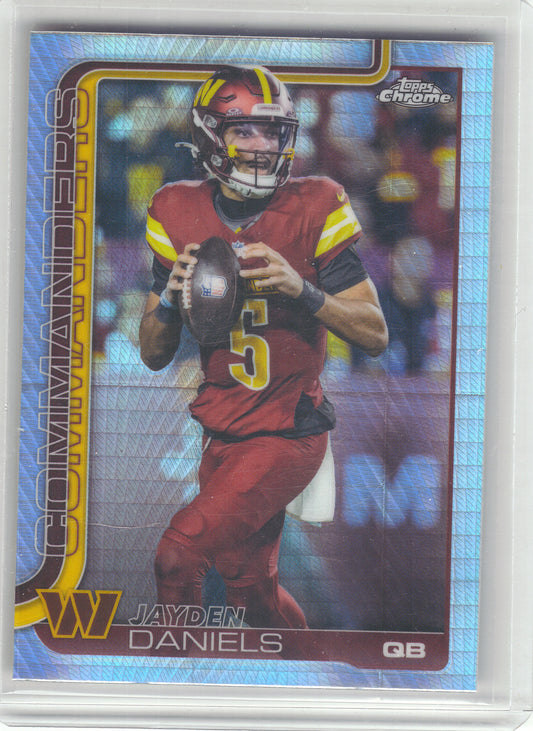 2025 Topps Chrome #295 Jayden Daniels Prism Refractor Washington Commanders