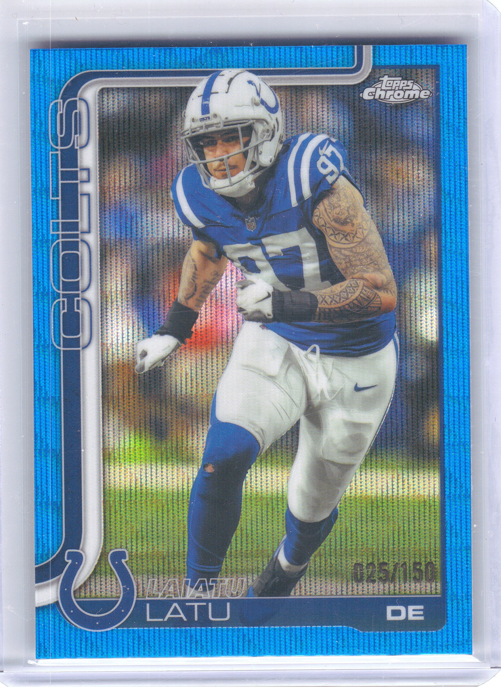 2025 Topps Chrome #128 Laiatu Latu Blue Wave Refractor #/150 Indianapolis Colts SN