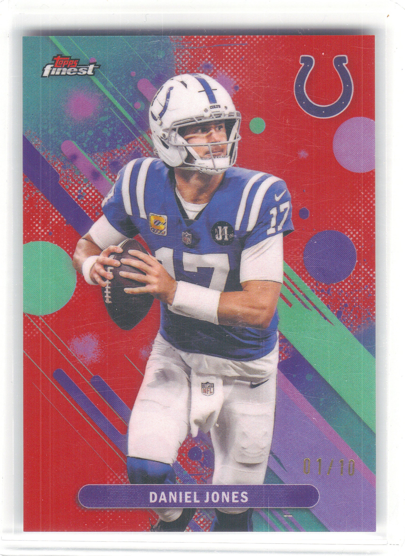 2025 Finest #57 Daniel Jones Red Refractor #/10 Indianapolis Colts SN