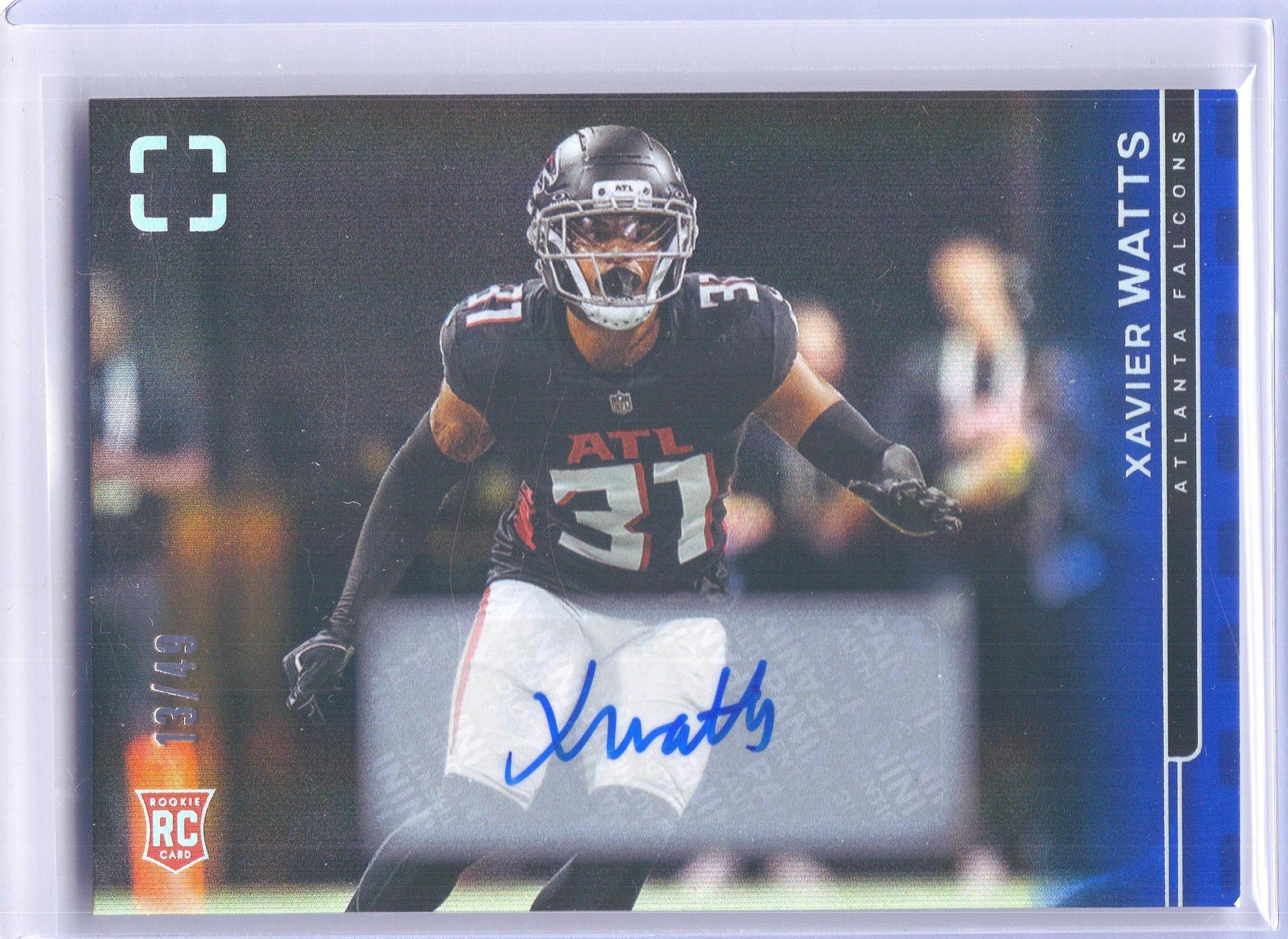 2025 Panini Photogenic #193 Xavier Watts Autographs Blue #/49 Atlanta Falcons SN,RC,AU